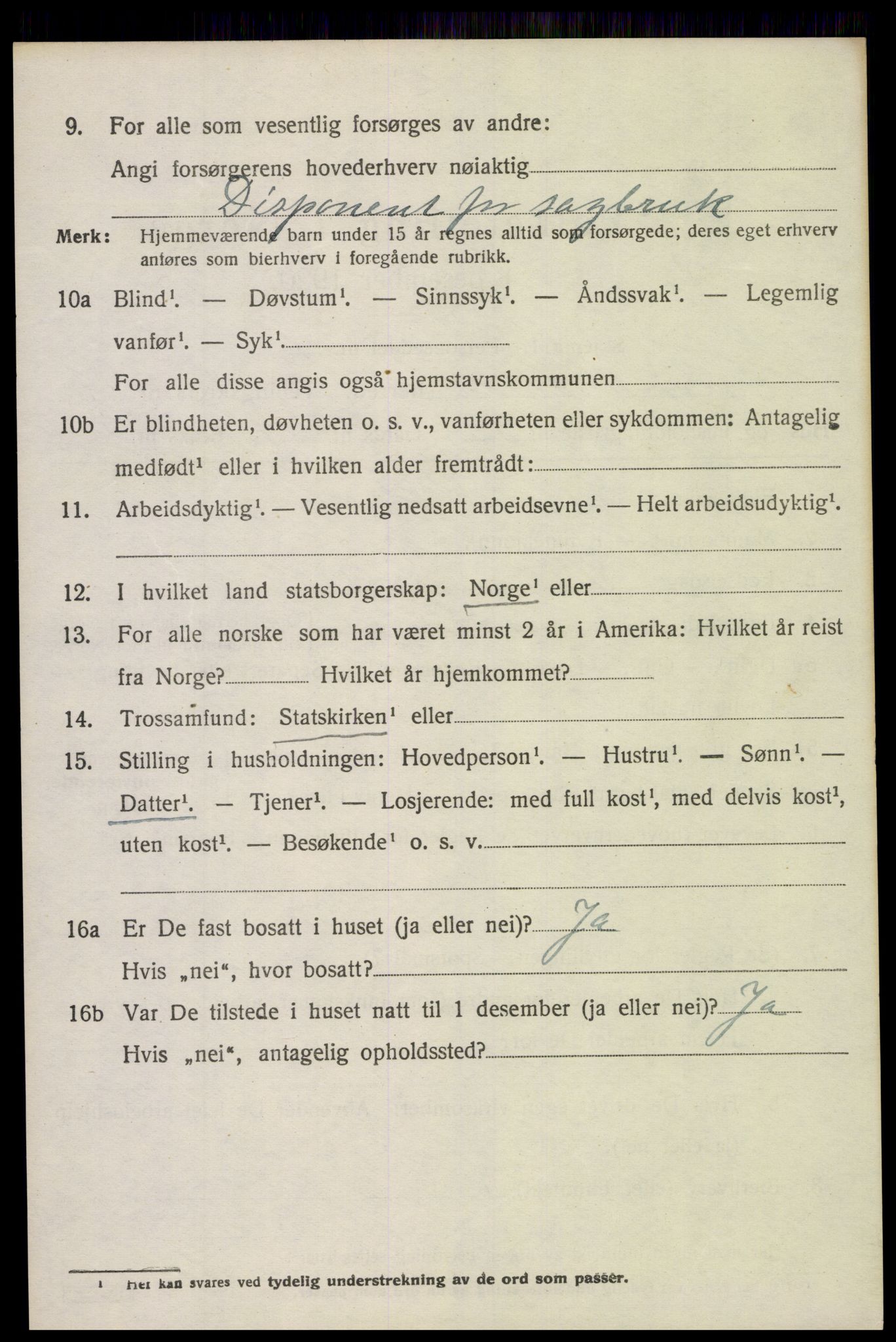 SAK, Folketelling 1920 for 1029 Sør-Audnedal herred, 1920, s. 5482