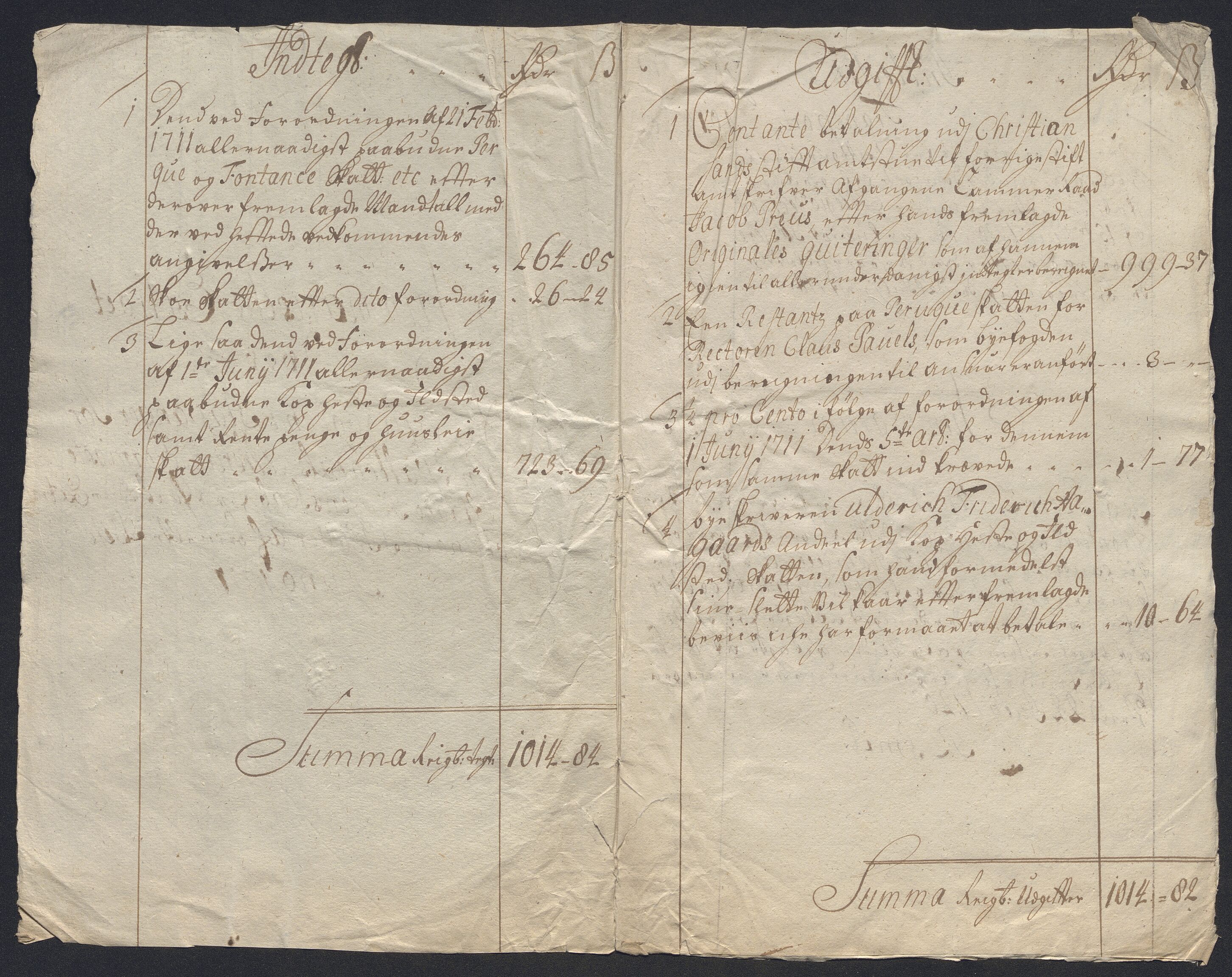 Rentekammeret inntil 1814, Reviderte regnskaper, Byregnskaper, AV/RA-EA-4066/R/Ro/L0302: [O4] Kontribusjonsregnskap, 1687-1711, s. 320