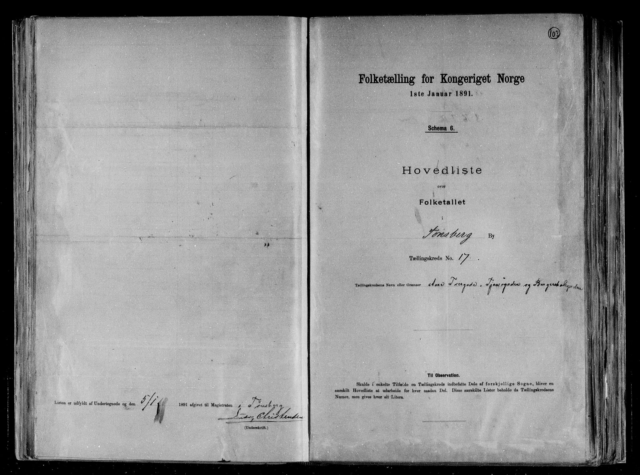 RA, Folketelling 1891 for 0705 Tønsberg kjøpstad, 1891, s. 37