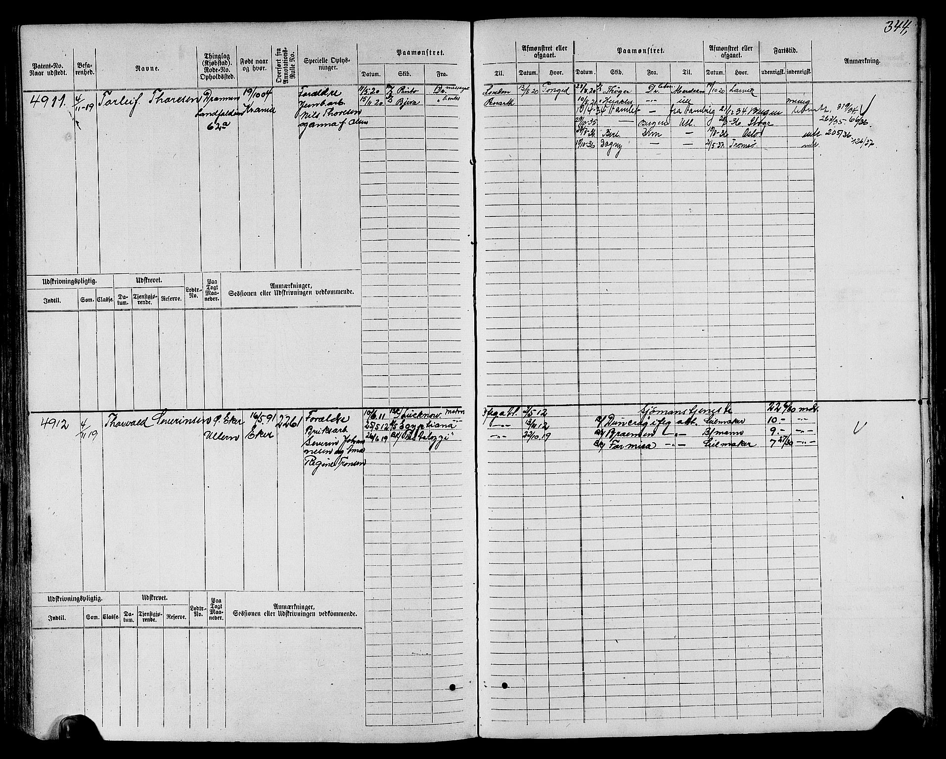 Drammen innrulleringsdistrikt, SAKO/A-781/F/Fc/L0006: Hovedrulle, 1913, s. 195