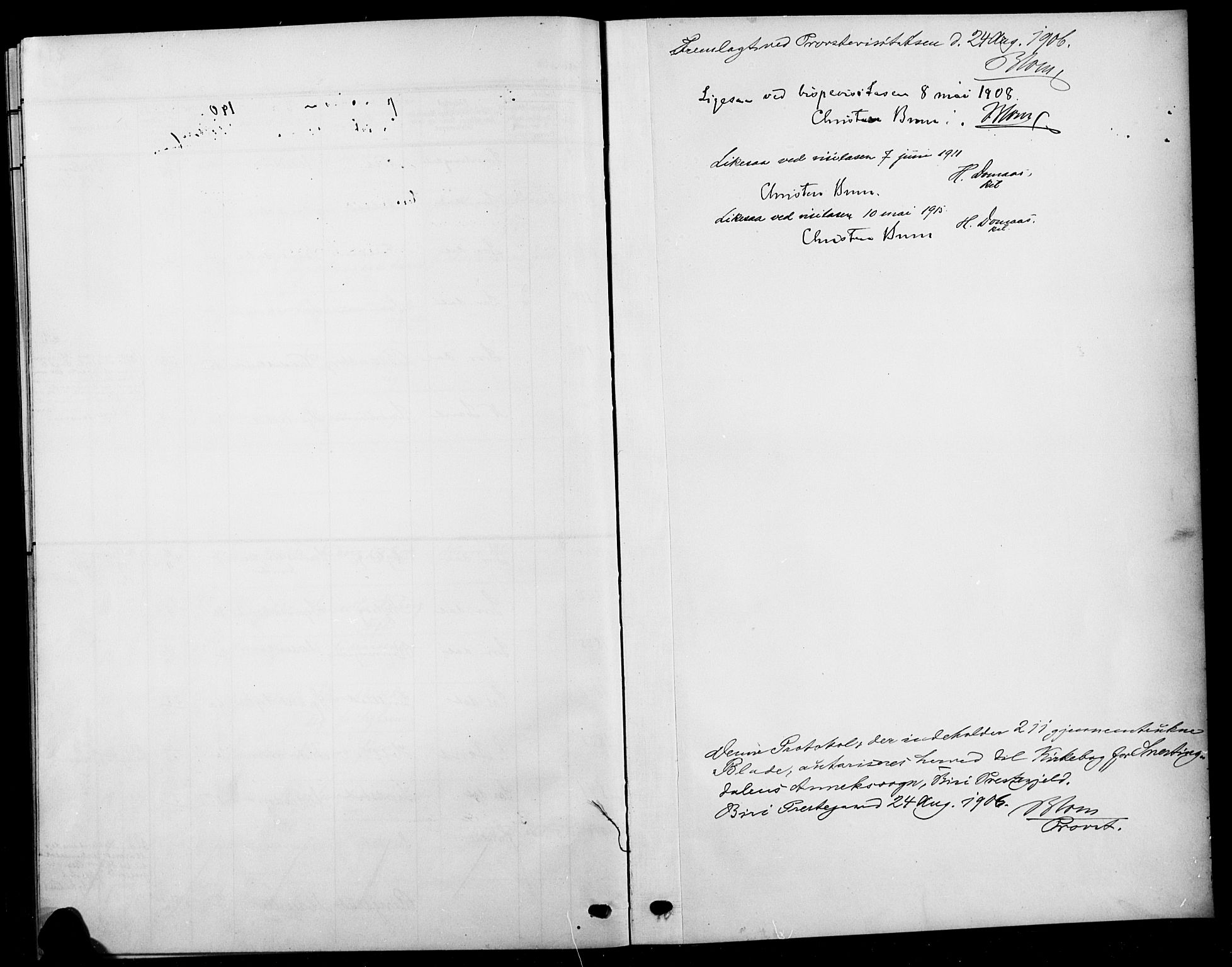 Biri prestekontor, AV/SAH-PREST-096/H/Ha/Hab/L0005: Klokkerbok nr. 5, 1906-1919
