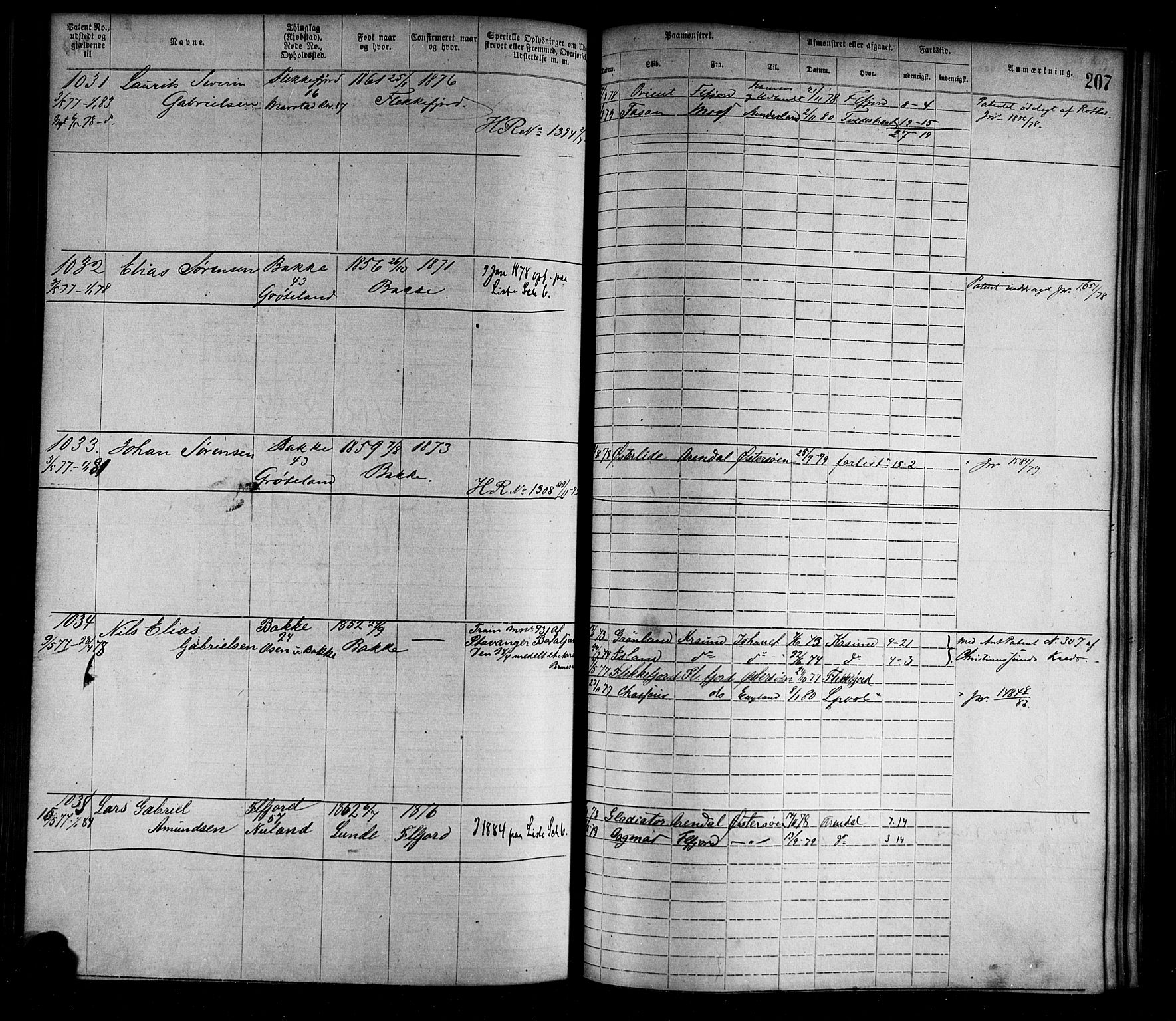 Flekkefjord mønstringskrets, SAK/2031-0018/F/Fa/L0002: Annotasjonsrulle nr 1-1920 med register, N-2, 1870-1891, s. 232