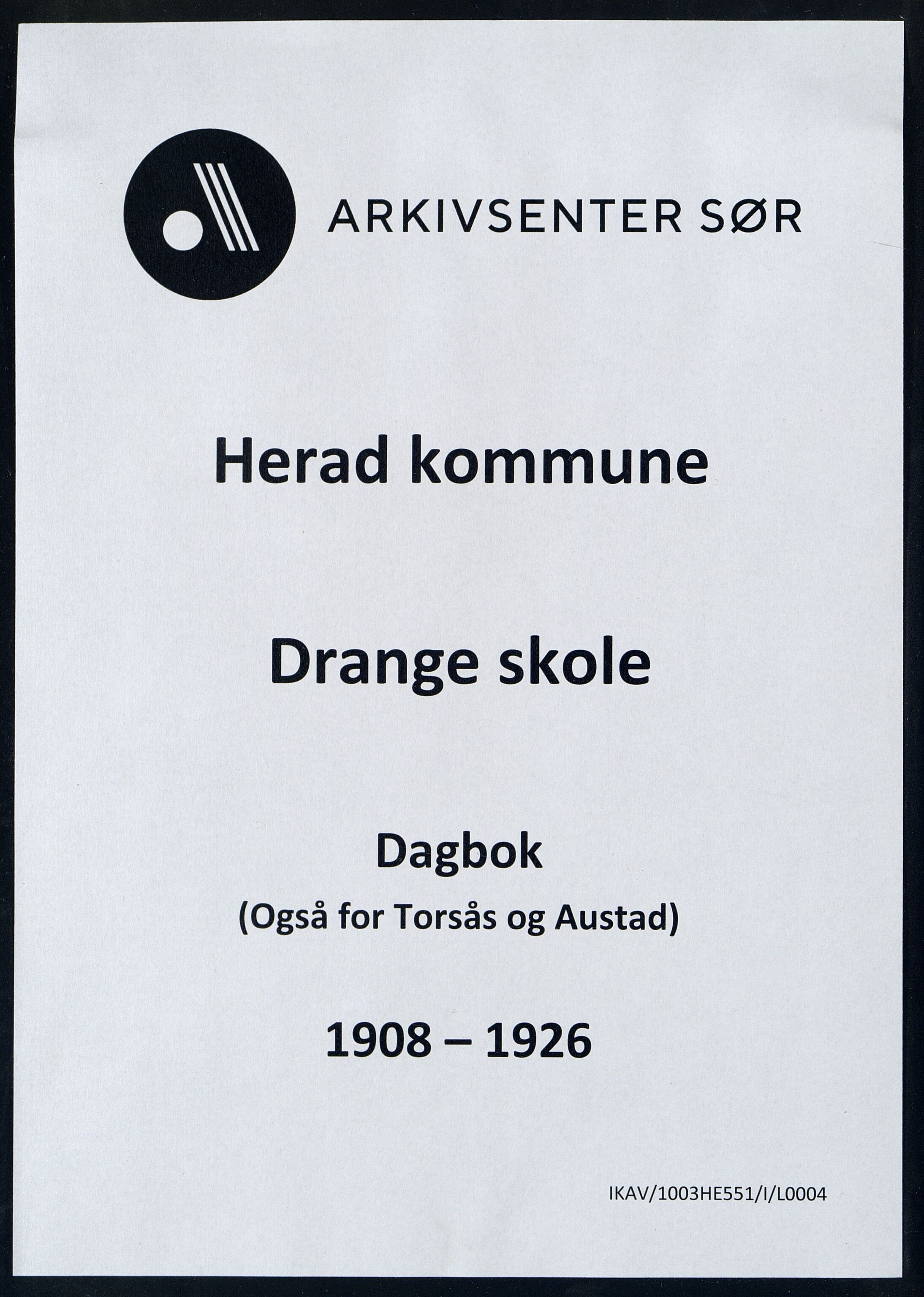 Herad kommune - Drange Skole, ARKSOR/1003HE551/I/L0004: Dagbok, 1908-1926