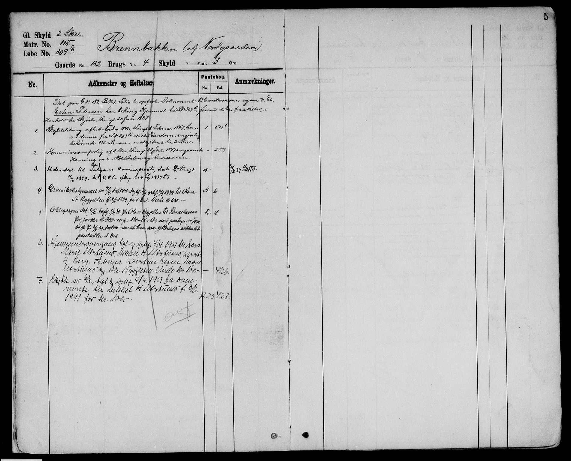 Nord-Østerdal tingrett, SAH/TING-020/H/Ha/Hah/L0051: Panteregister nr. 4, 1897, s. 5