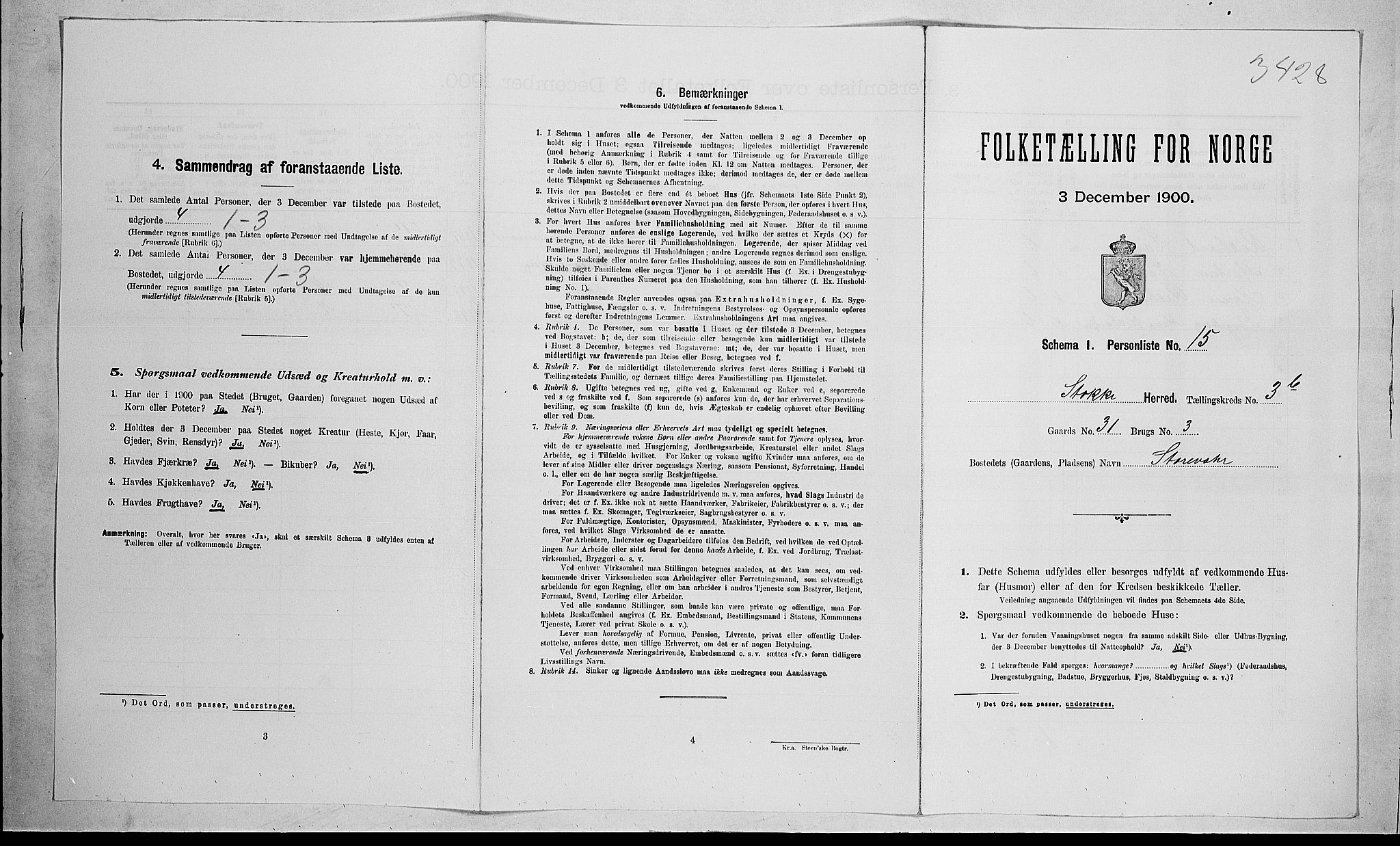 RA, Folketelling 1900 for 0720 Stokke herred, 1900, s. 709