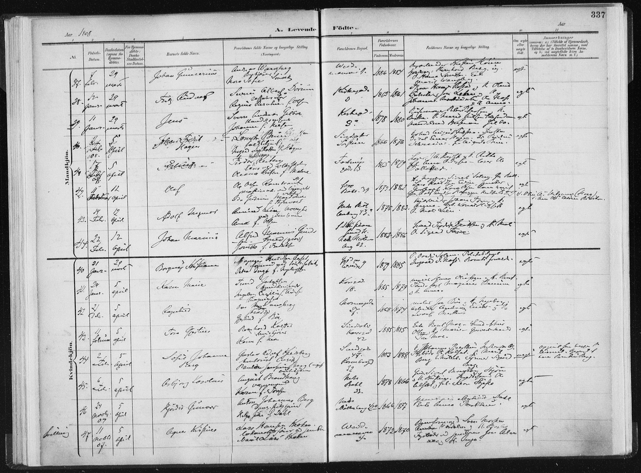 Ministerialprotokoller, klokkerbøker og fødselsregistre - Sør-Trøndelag, SAT/A-1456/604/L0200: Ministerialbok nr. 604A20II, 1901-1908, s. 337