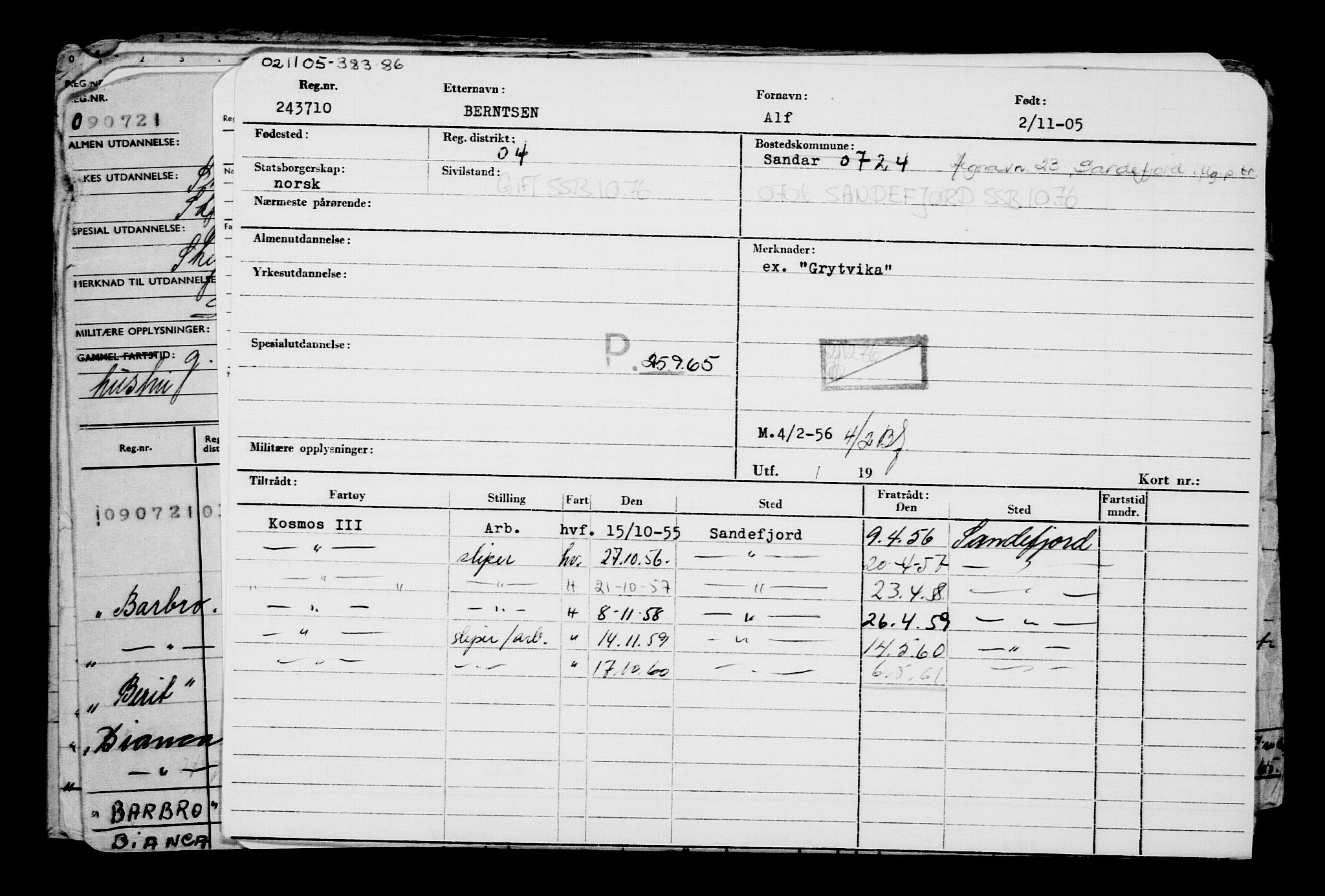 Direktoratet for sjømenn, AV/RA-S-3545/G/Gb/L0062: Hovedkort, 1905, s. 15