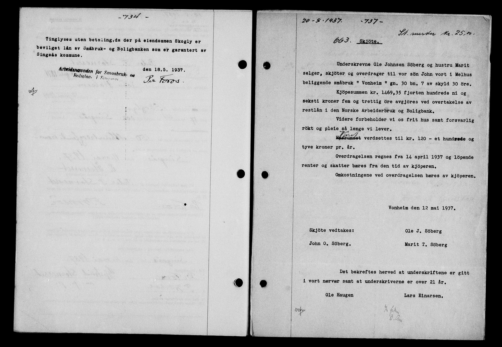 Gauldal sorenskriveri, SAT/A-0014/1/2/2C/L0047: Pantebok nr. 50-51, 1937-1937, Dagboknr: 663/1937