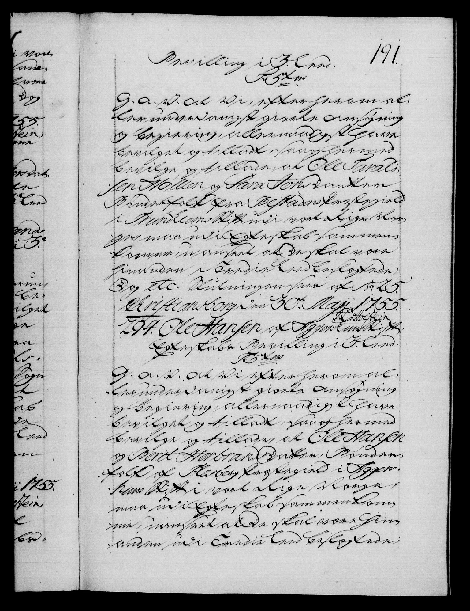Danske Kanselli 1572-1799, AV/RA-EA-3023/F/Fc/Fca/Fcaa/L0039: Norske registre, 1755-1756, s. 191a