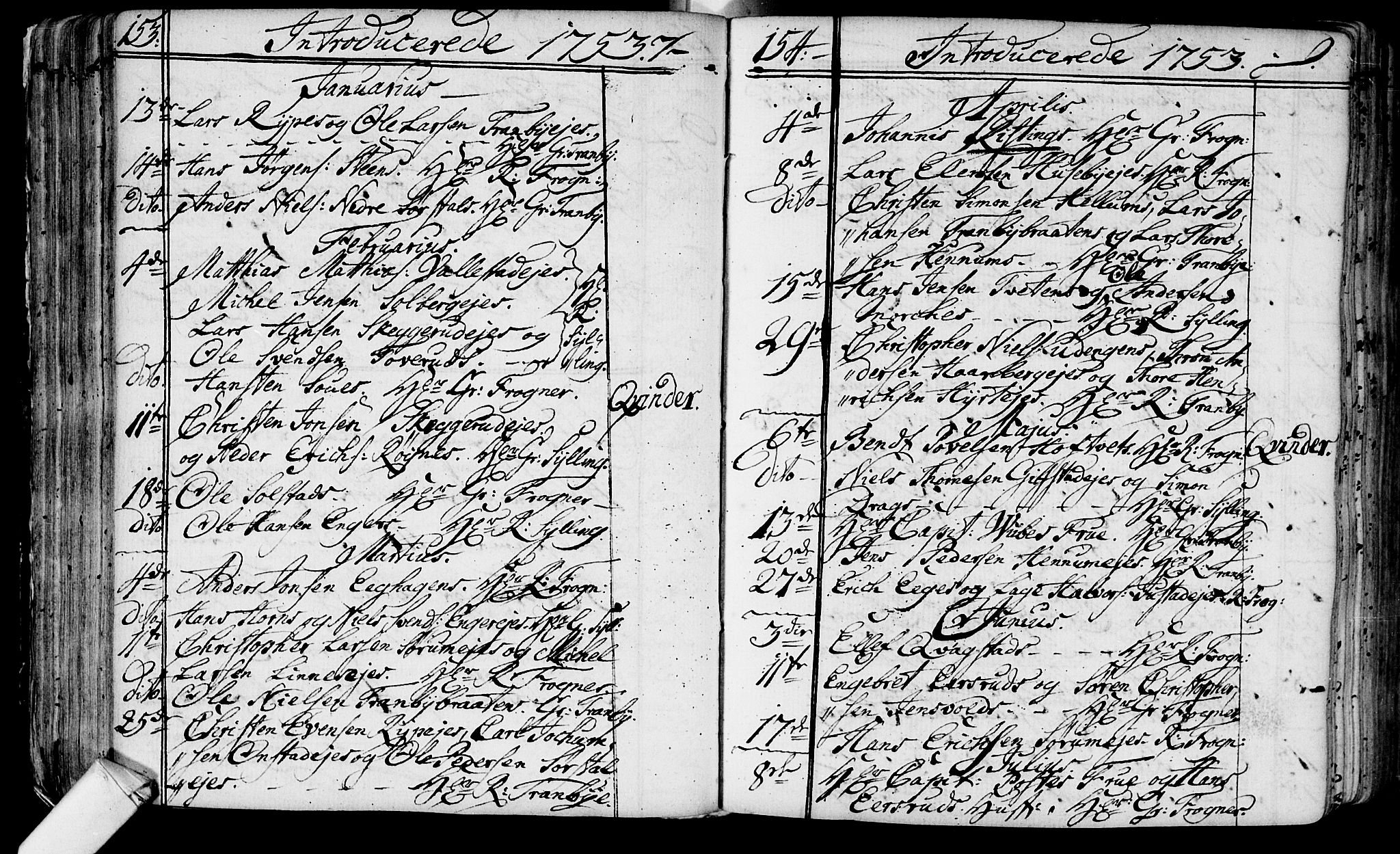 Lier kirkebøker, SAKO/A-230/F/Fa/L0004: Ministerialbok nr. I 4, 1749-1764, s. 153-154