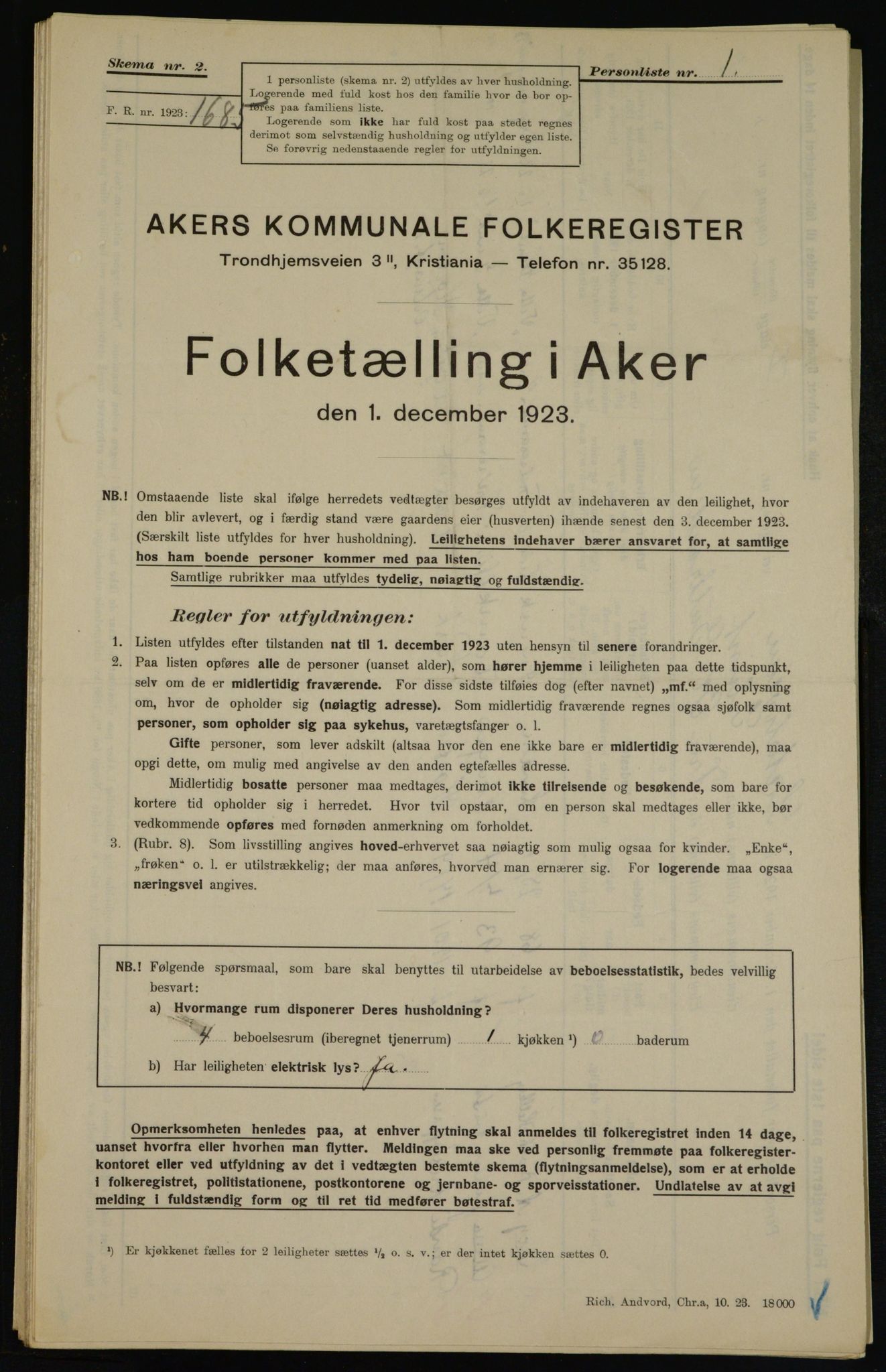 , Kommunal folketelling 1.12.1923 for Aker, 1923, s. 46223