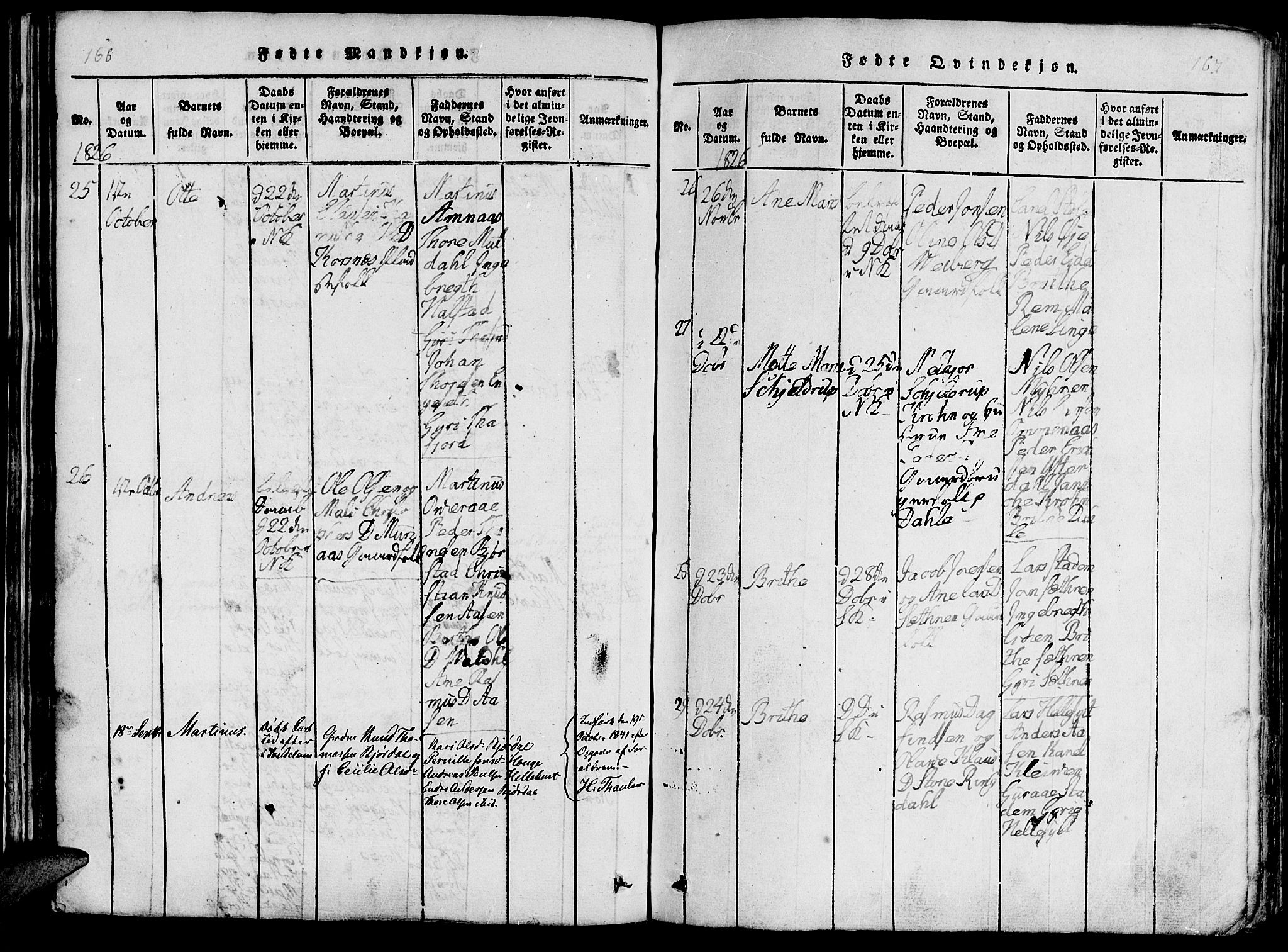 Ministerialprotokoller, klokkerbøker og fødselsregistre - Møre og Romsdal, AV/SAT-A-1454/519/L0260: Klokkerbok nr. 519C01, 1817-1829, s. 166-167