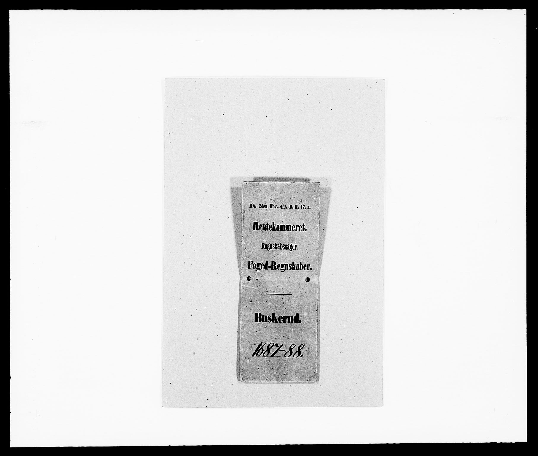 Rentekammeret inntil 1814, Reviderte regnskaper, Fogderegnskap, AV/RA-EA-4092/R25/L1679: Fogderegnskap Buskerud, 1687-1688, s. 1