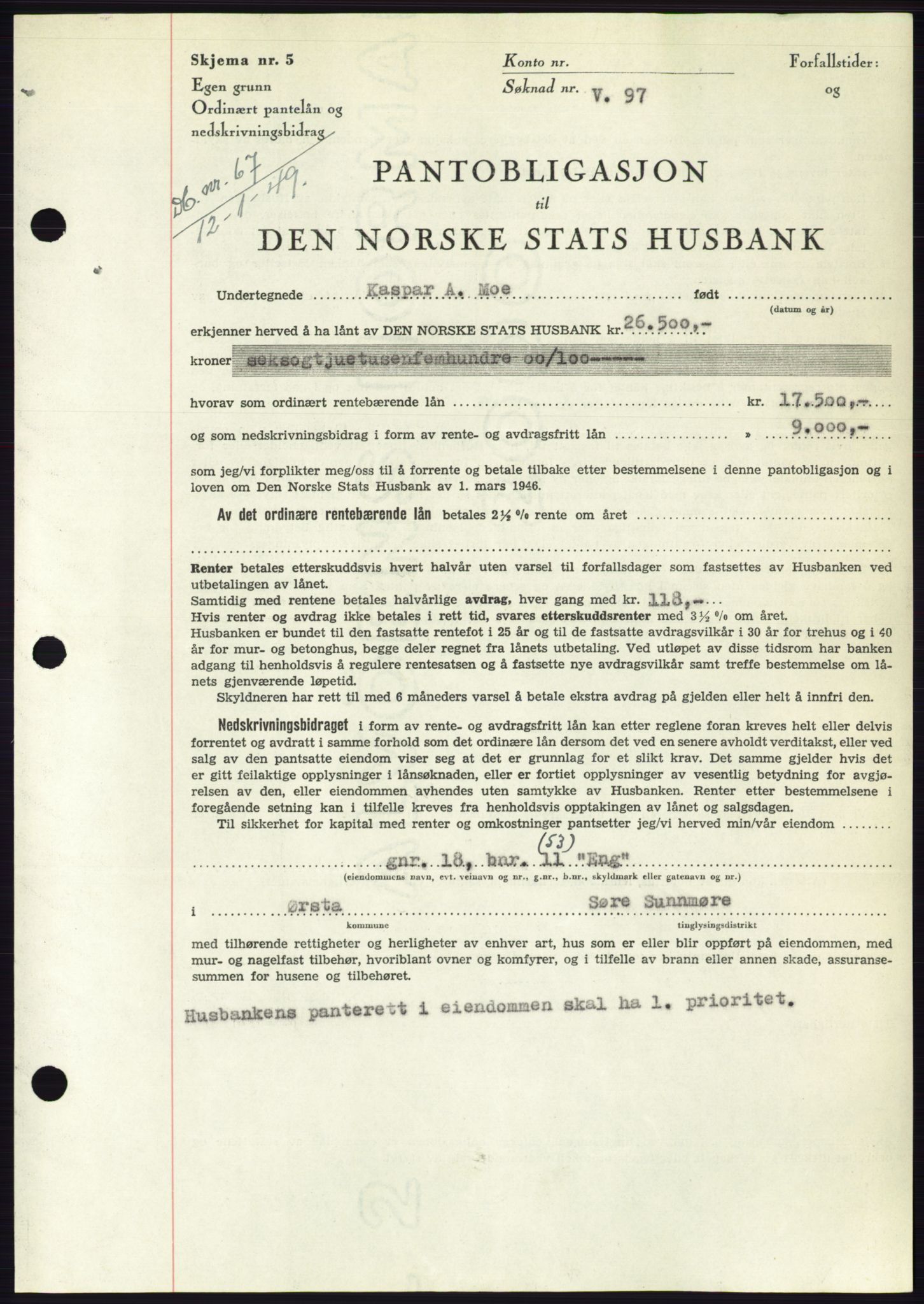 Søre Sunnmøre sorenskriveri, SAT/A-4122/1/2/2C/L0116: Pantebok nr. 4B, 1948-1949, Dagboknr: 67/1949