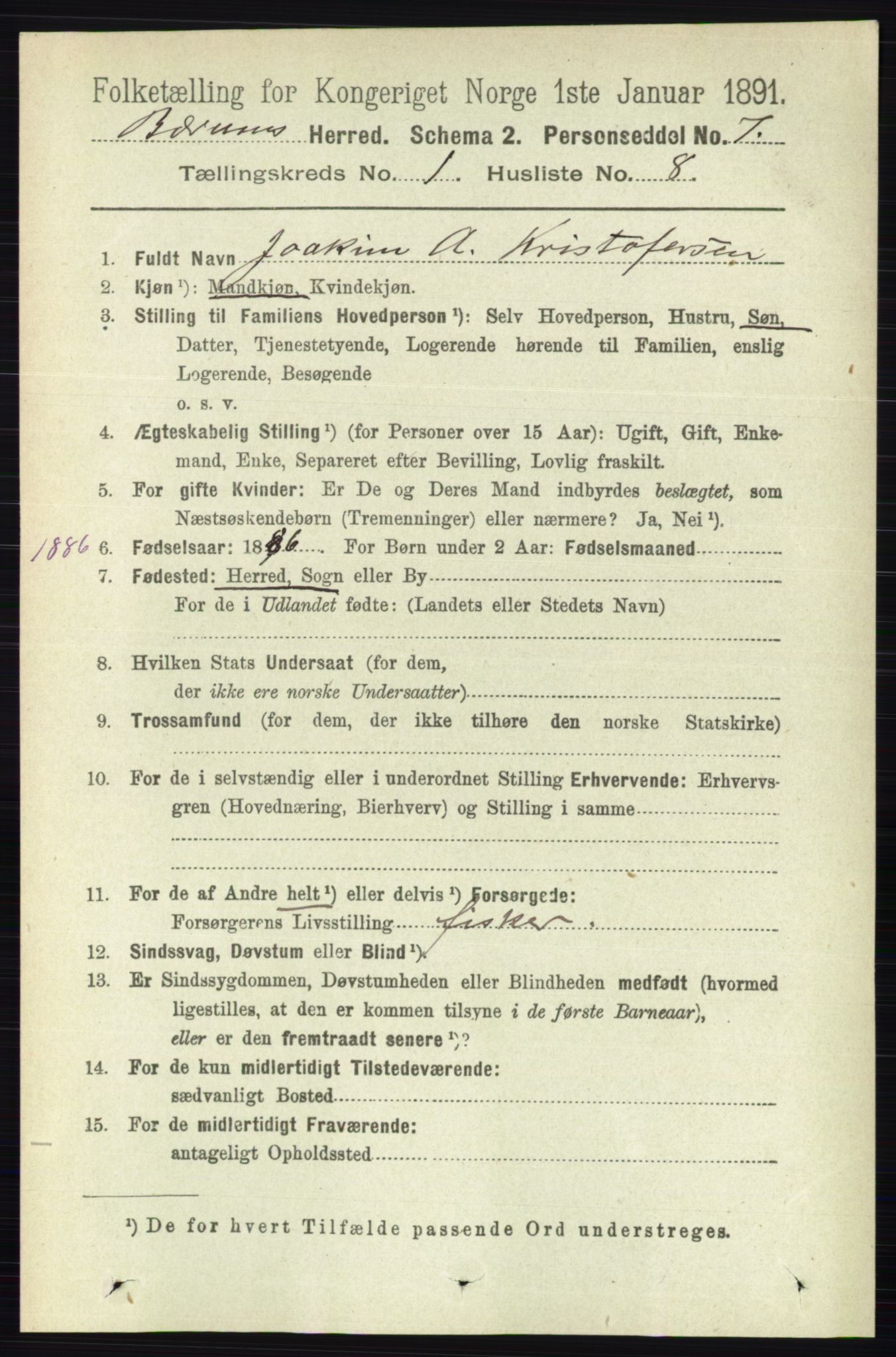 RA, Folketelling 1891 for 0219 Bærum herred, 1891, s. 247