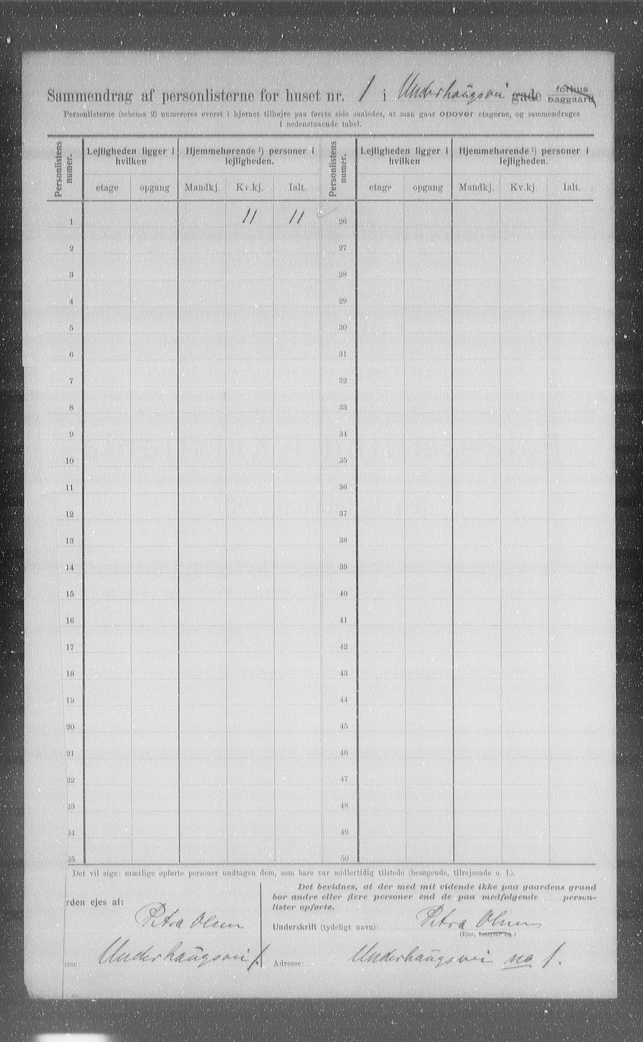 OBA, Kommunal folketelling 1.2.1907 for Kristiania kjøpstad, 1907, s. 60910