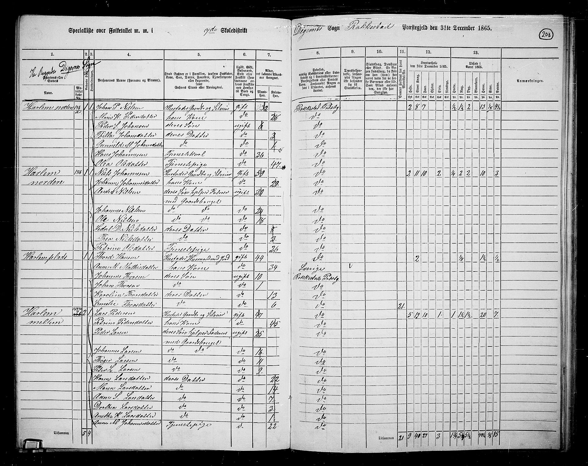 RA, Folketelling 1865 for 0128P Rakkestad prestegjeld, 1865, s. 195