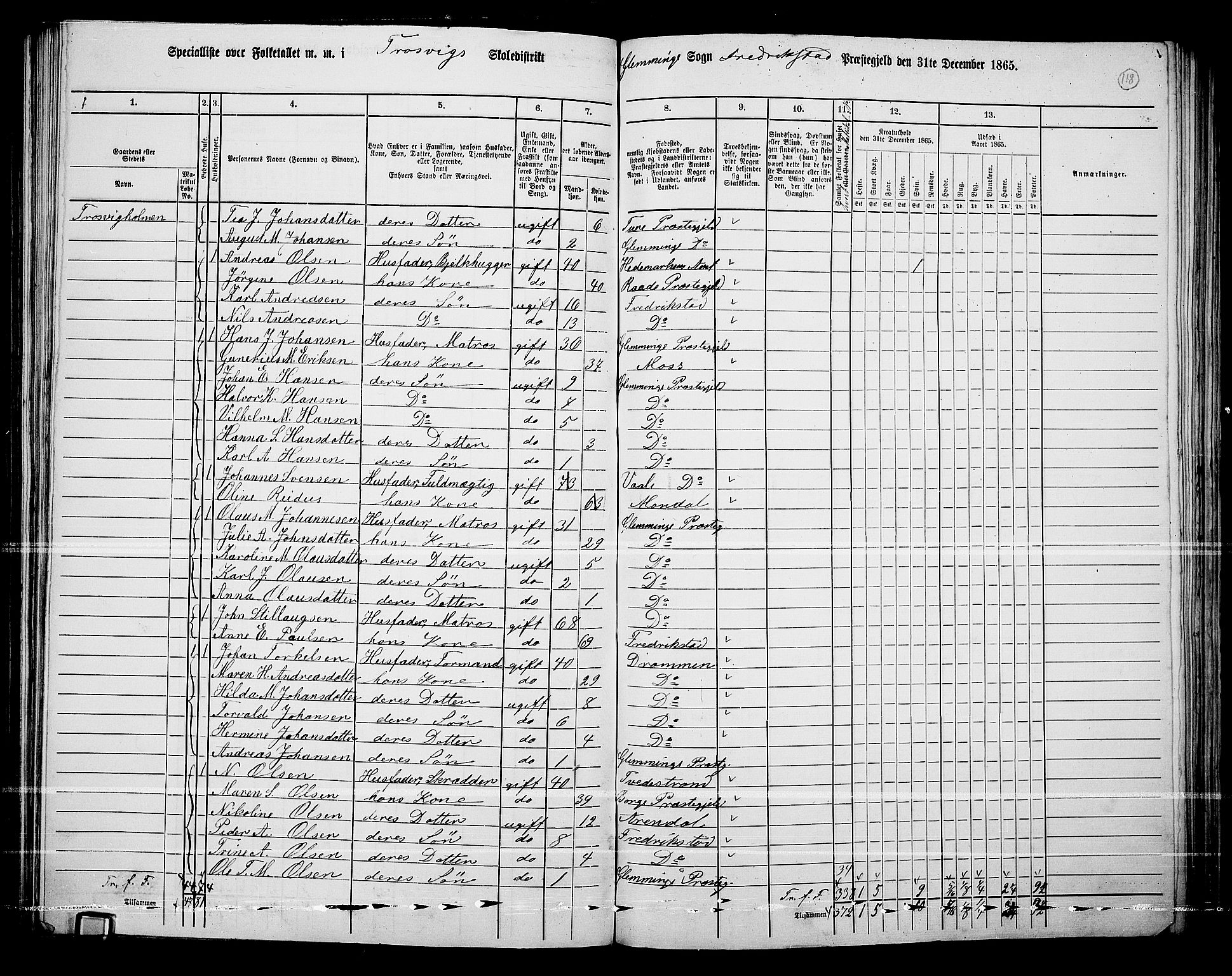 RA, Folketelling 1865 for 0132L Fredrikstad prestegjeld, Glemmen sokn, 1865, s. 114