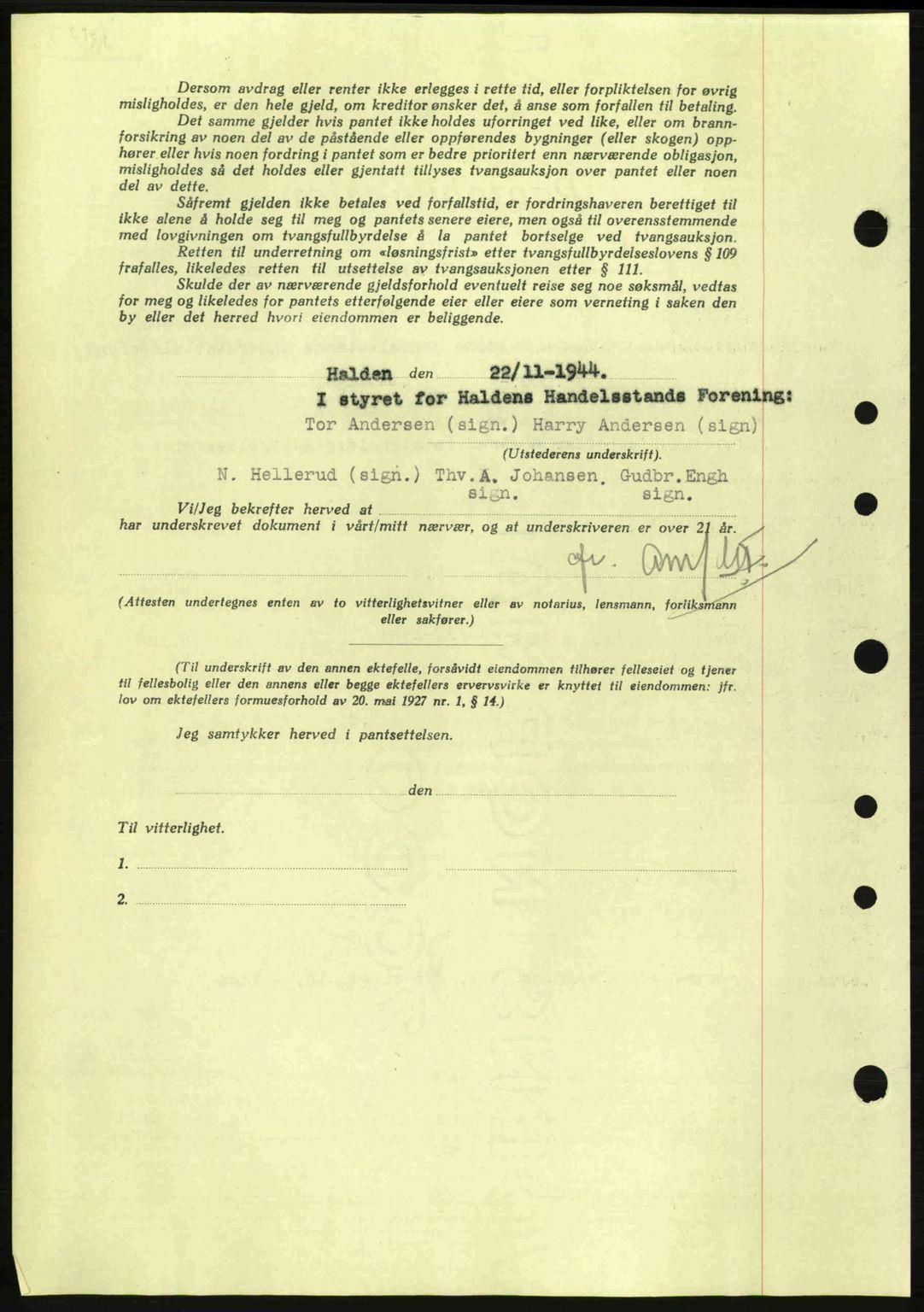 Idd og Marker sorenskriveri, AV/SAO-A-10283/G/Gb/Gbc/L0002: Pantebok nr. B4-9a, 1939-1945, Dagboknr: 1171/1944