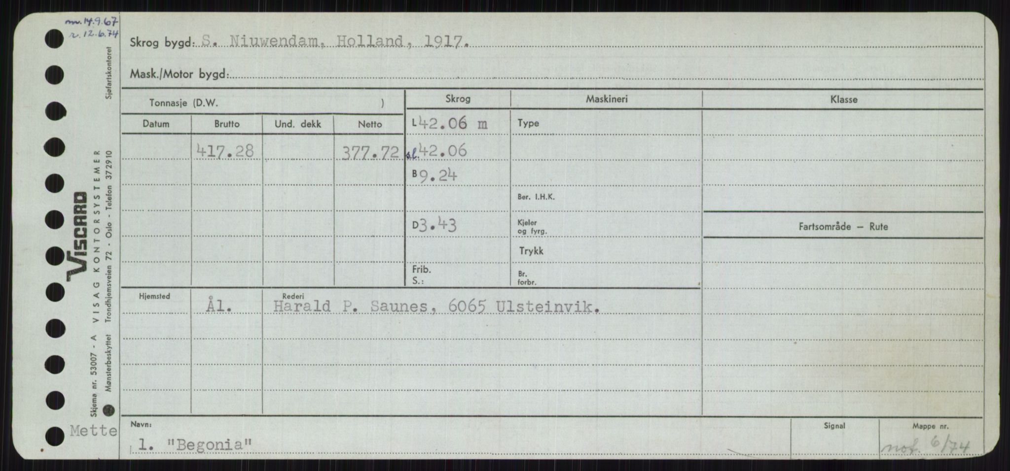 Sjøfartsdirektoratet med forløpere, Skipsmålingen, RA/S-1627/H/Hc/L0001: Lektere, A-Y, s. 47