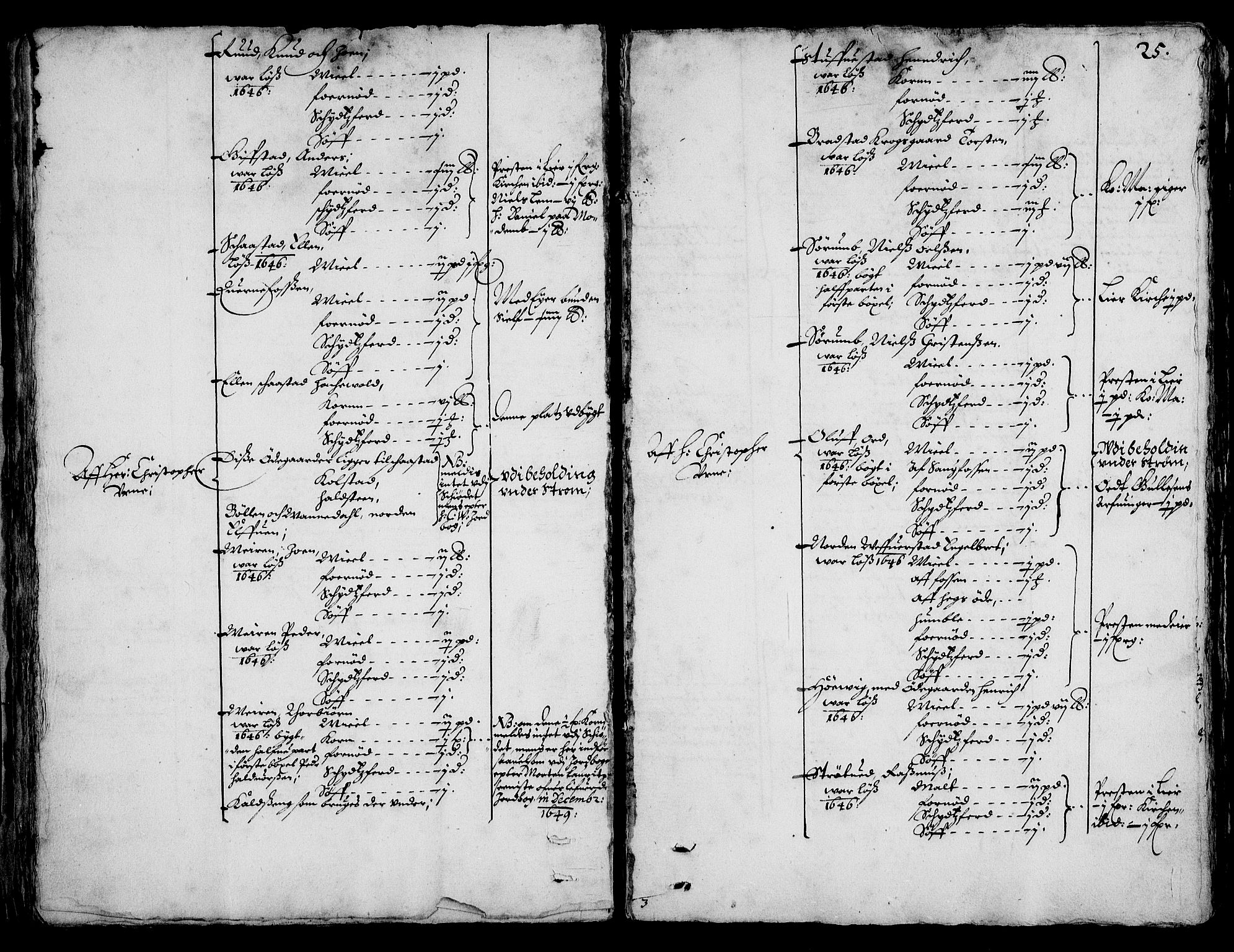 Rentekammeret inntil 1814, Realistisk ordnet avdeling, AV/RA-EA-4070/On/L0001/0002: Statens gods / [Jj 2]: Jordebok og forklaring over atkomstene til Hannibal Sehesteds gods, 1651, s. 24b-25a