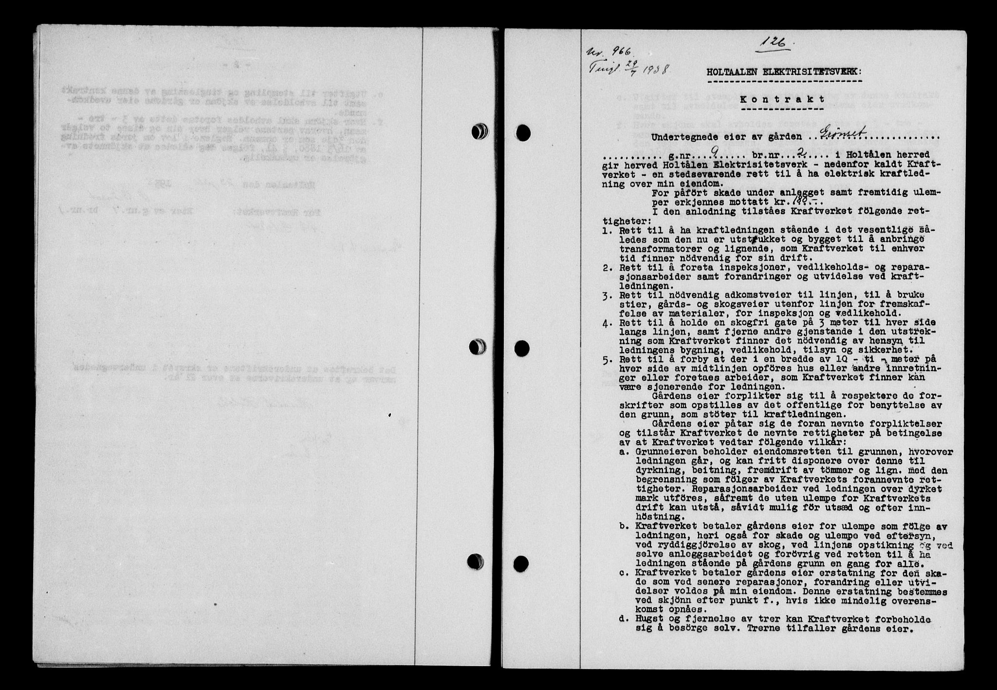 Gauldal sorenskriveri, SAT/A-0014/1/2/2C/L0049: Pantebok nr. 53, 1938-1938, Dagboknr: 966/1938