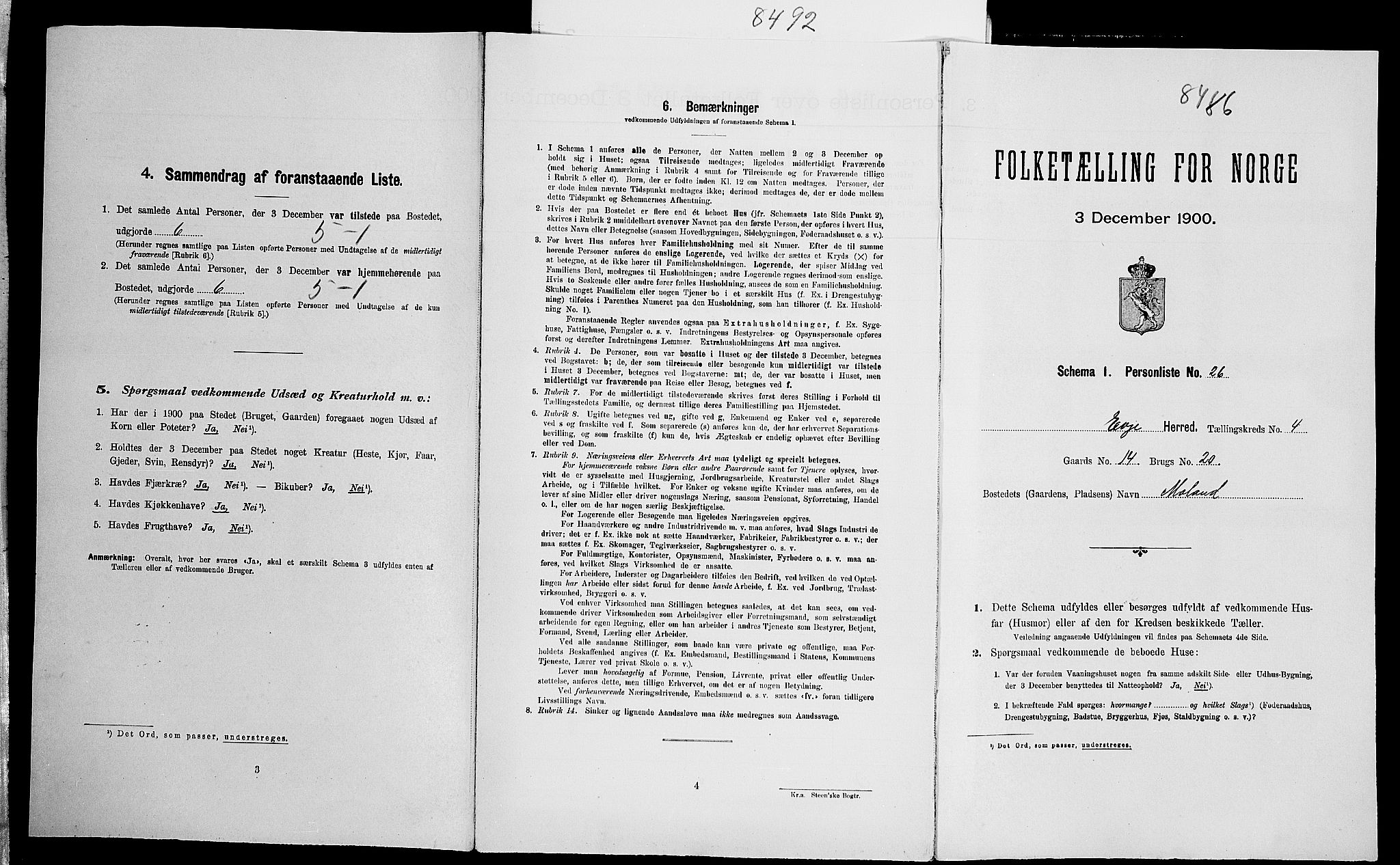 SAK, Folketelling 1900 for 0937 Evje herred, 1900, s. 282