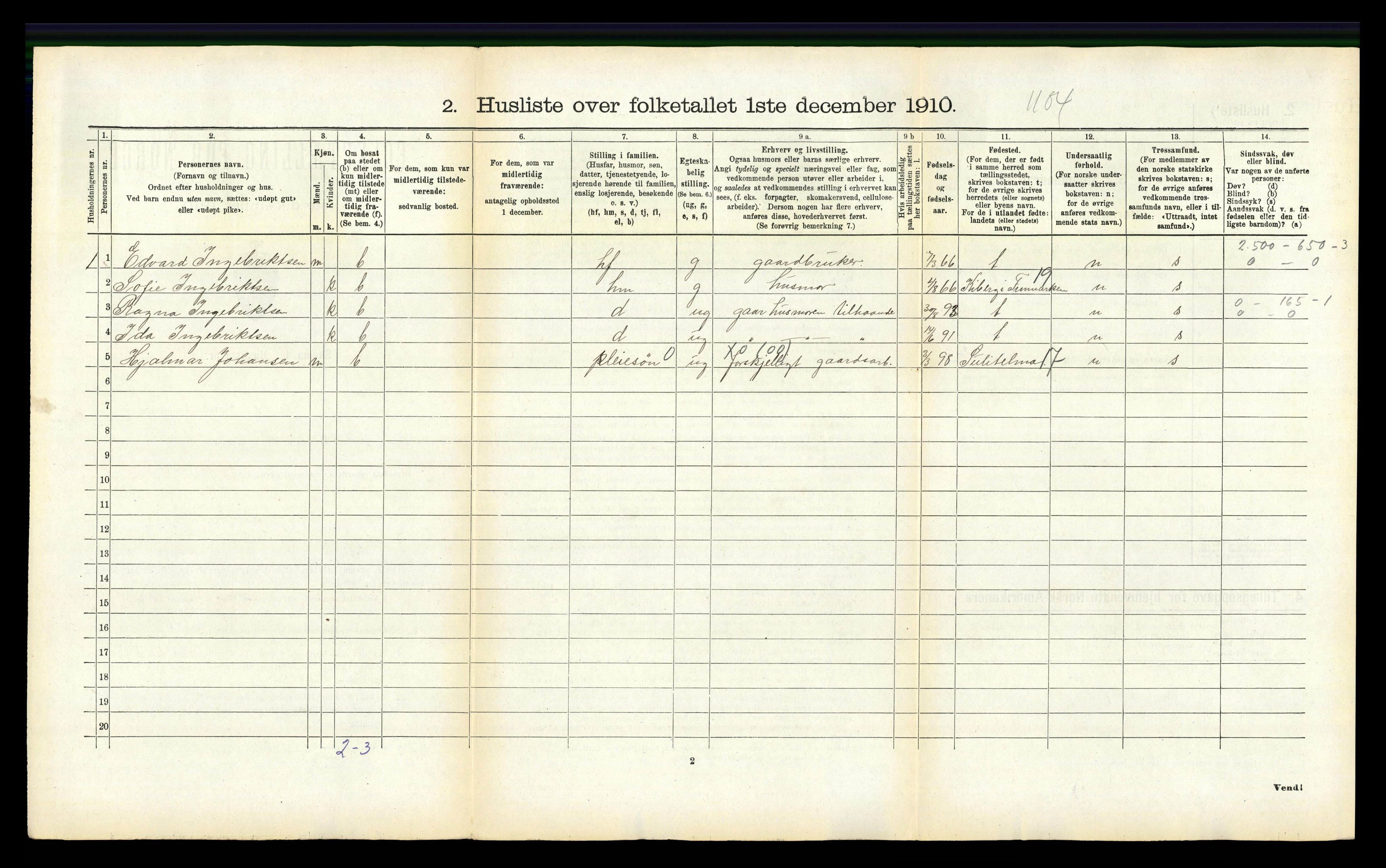 RA, Folketelling 1910 for 1855 Ankenes herred, 1910, s. 136
