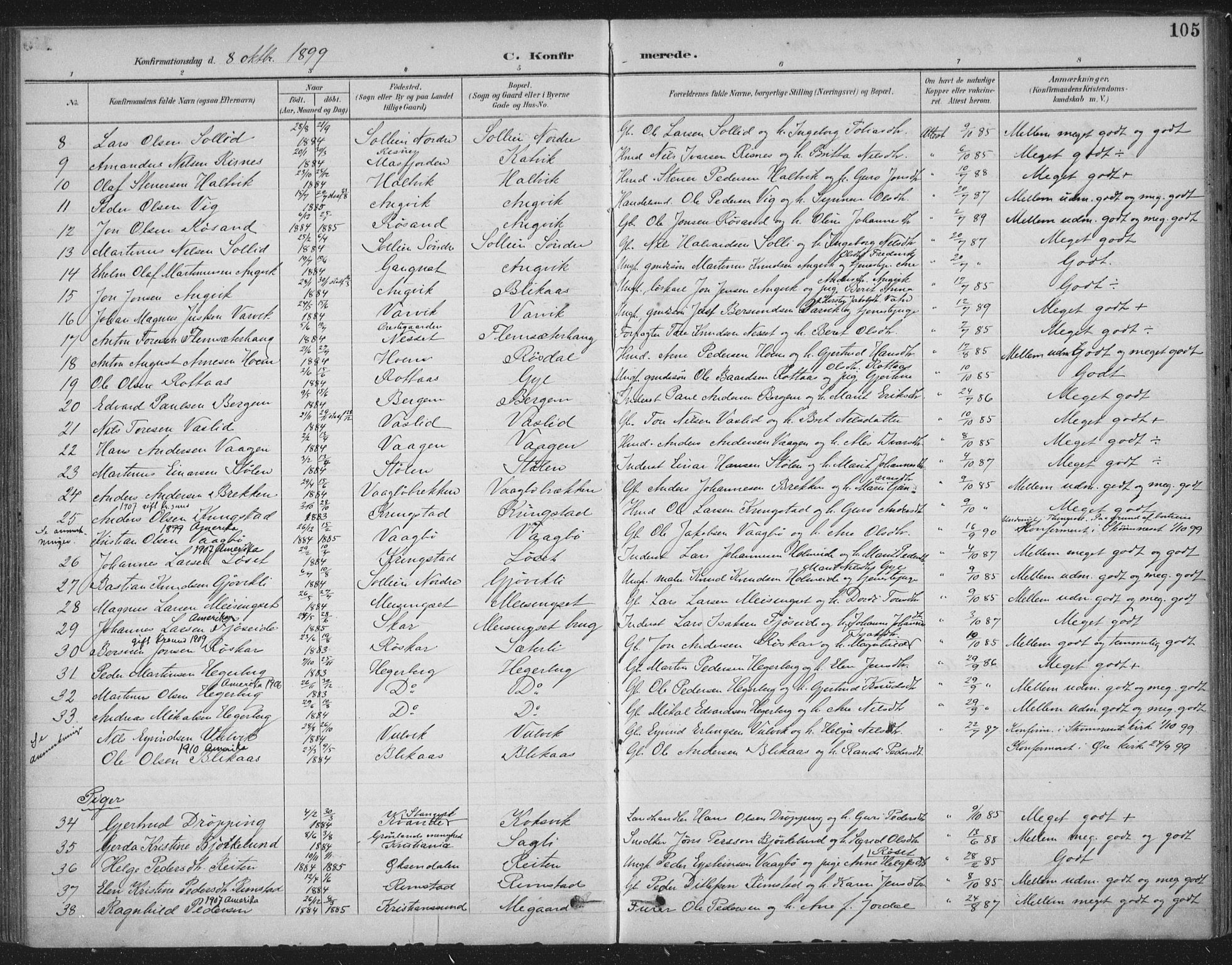 Ministerialprotokoller, klokkerbøker og fødselsregistre - Møre og Romsdal, AV/SAT-A-1454/586/L0988: Ministerialbok nr. 586A14, 1893-1905, s. 105