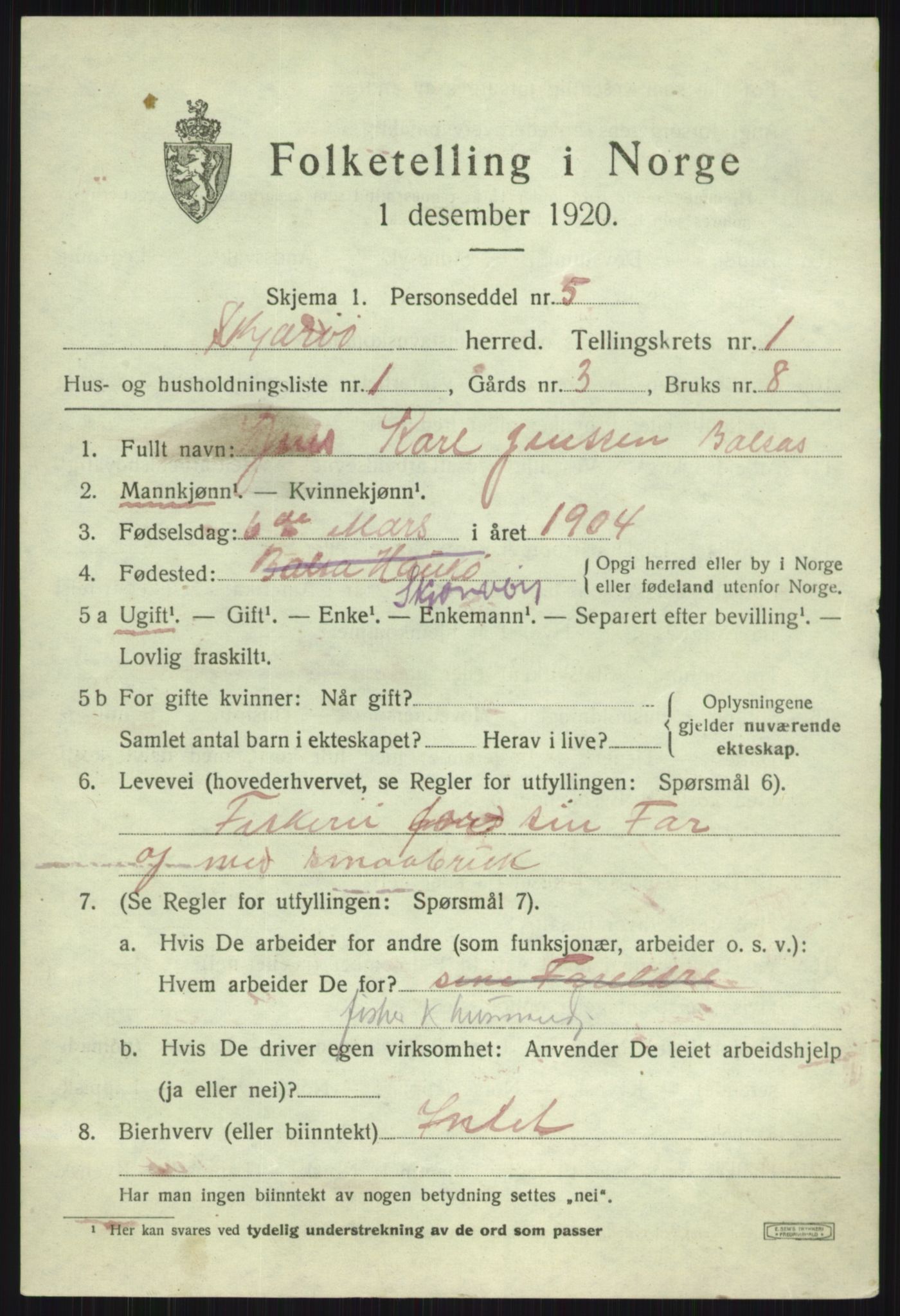 SATØ, Folketelling 1920 for 1941 Skjervøy herred, 1920, s. 1211