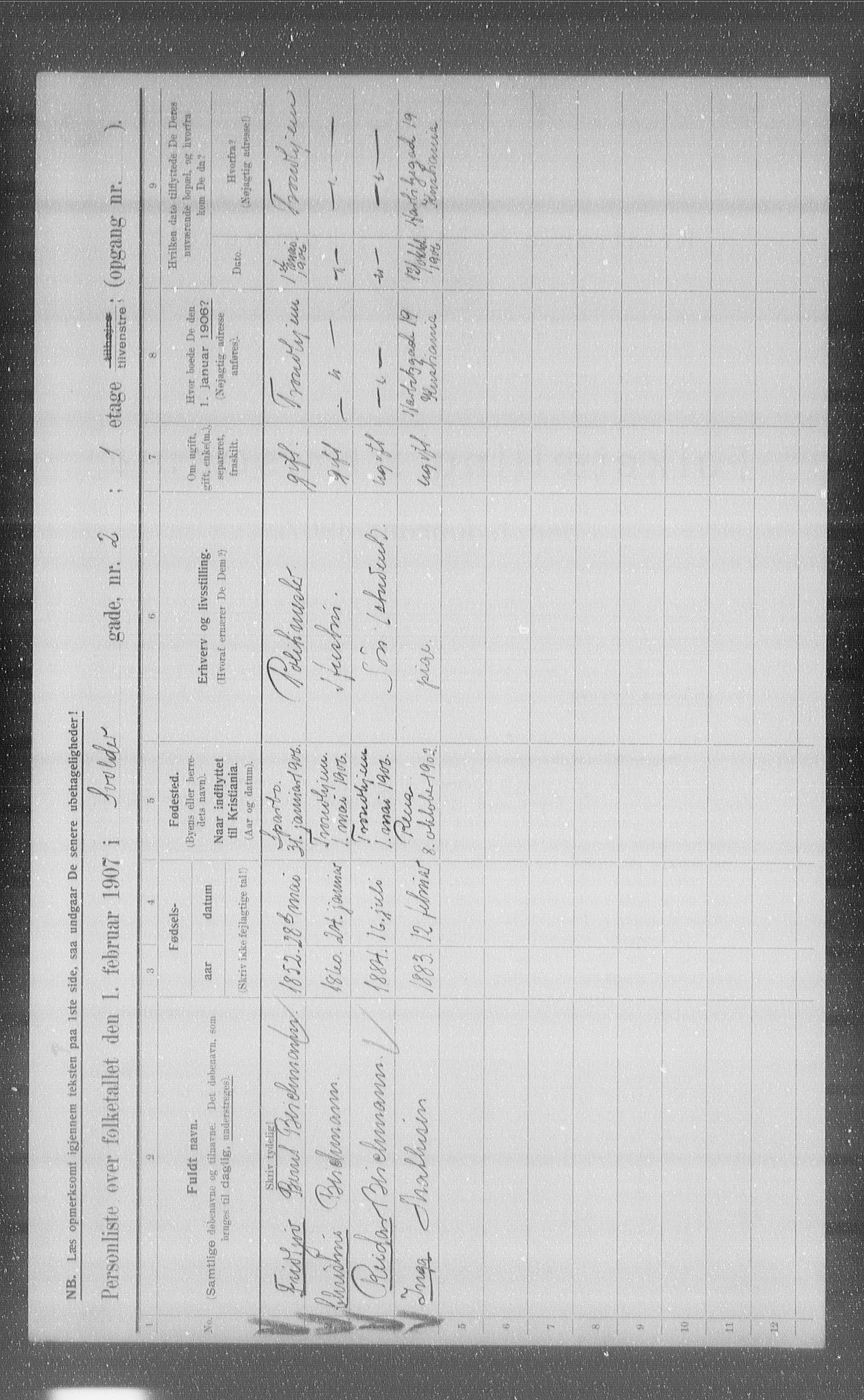 OBA, Kommunal folketelling 1.2.1907 for Kristiania kjøpstad, 1907, s. 54024