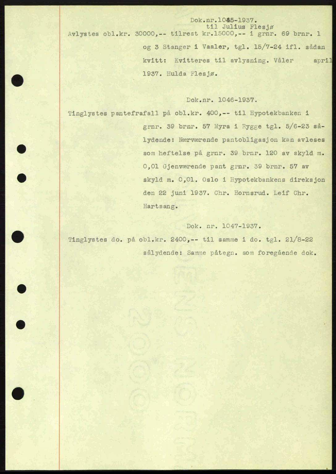 Moss sorenskriveri, SAO/A-10168: Pantebok nr. B3, 1937-1937, Dagboknr: 1045/1937