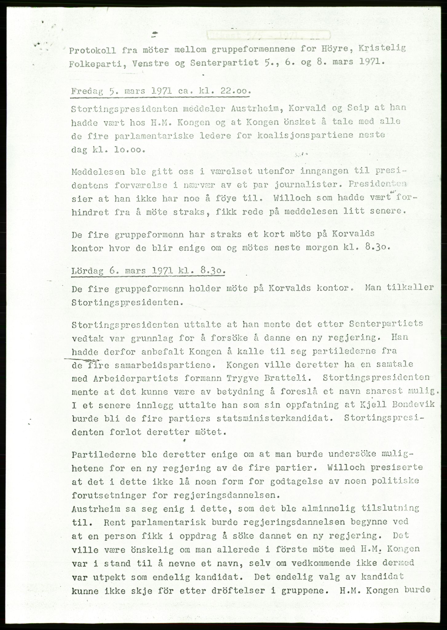 Forhandlingsmøtene mars 1971 mellom Høyre, Kristelig Folkeparti, Senterpartiet og Venstre om dannelse av regjering, RA/PA-0416/A/L0002: --, 1971, s. 236