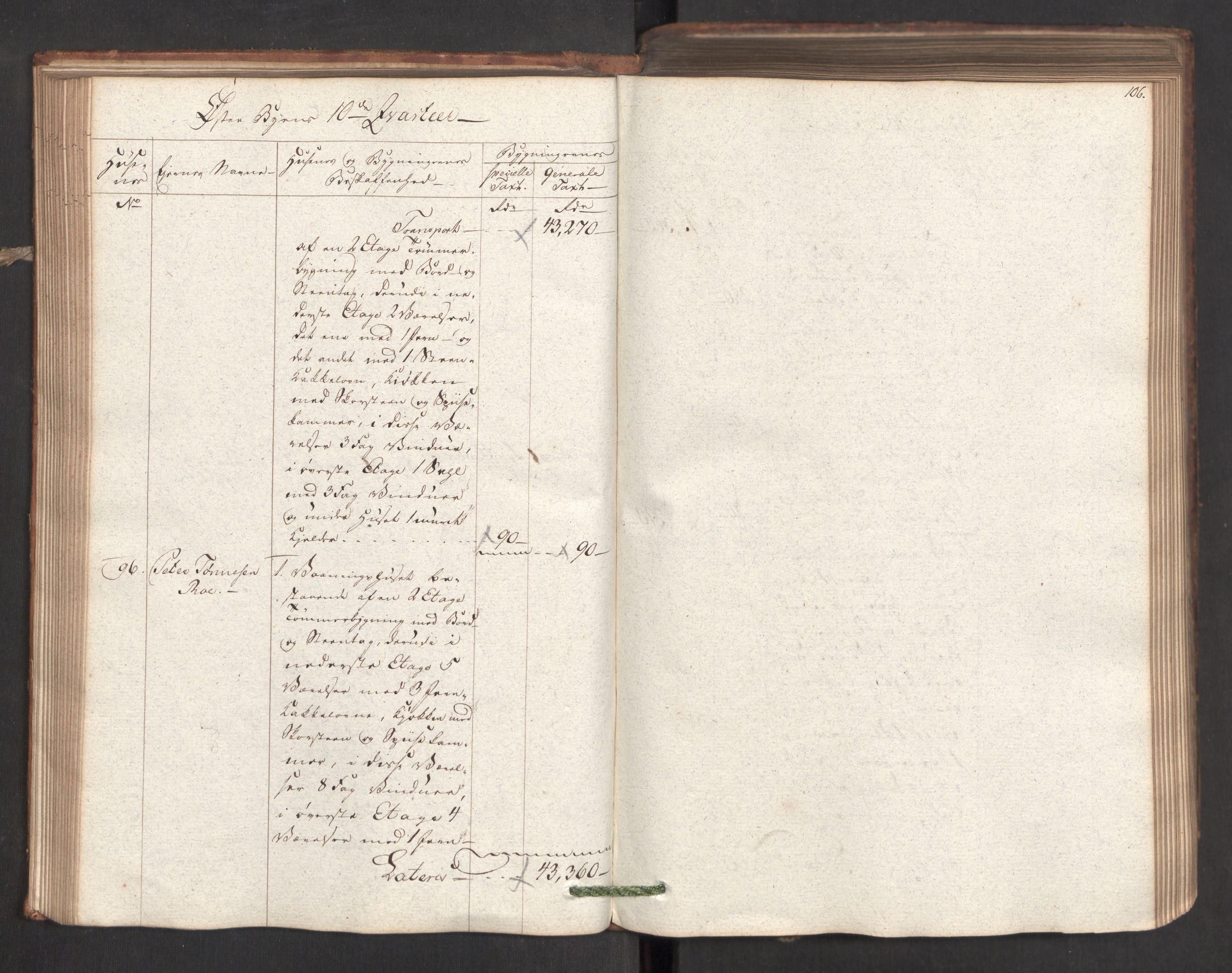Kommersekollegiet, Brannforsikringskontoret 1767-1814, AV/RA-EA-5458/F/Fa/L0019/0001: Kristiansand / Branntakstprotokoll, 1797, s. 106