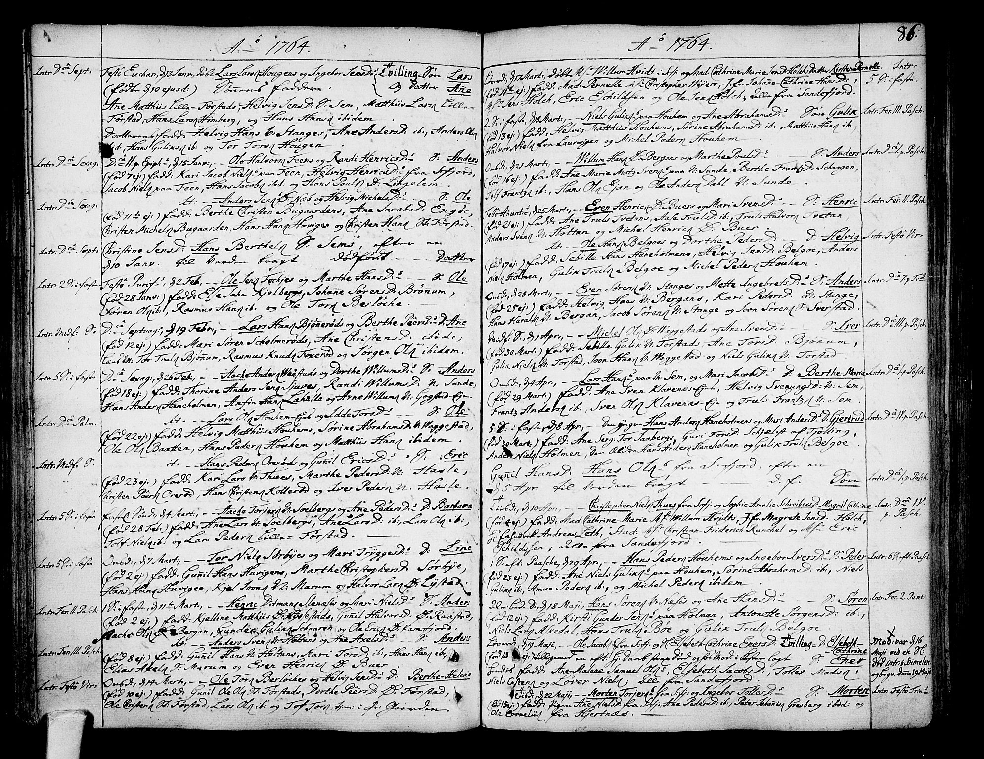 Sandar kirkebøker, AV/SAKO-A-243/F/Fa/L0002: Ministerialbok nr. 2, 1733-1788, s. 86