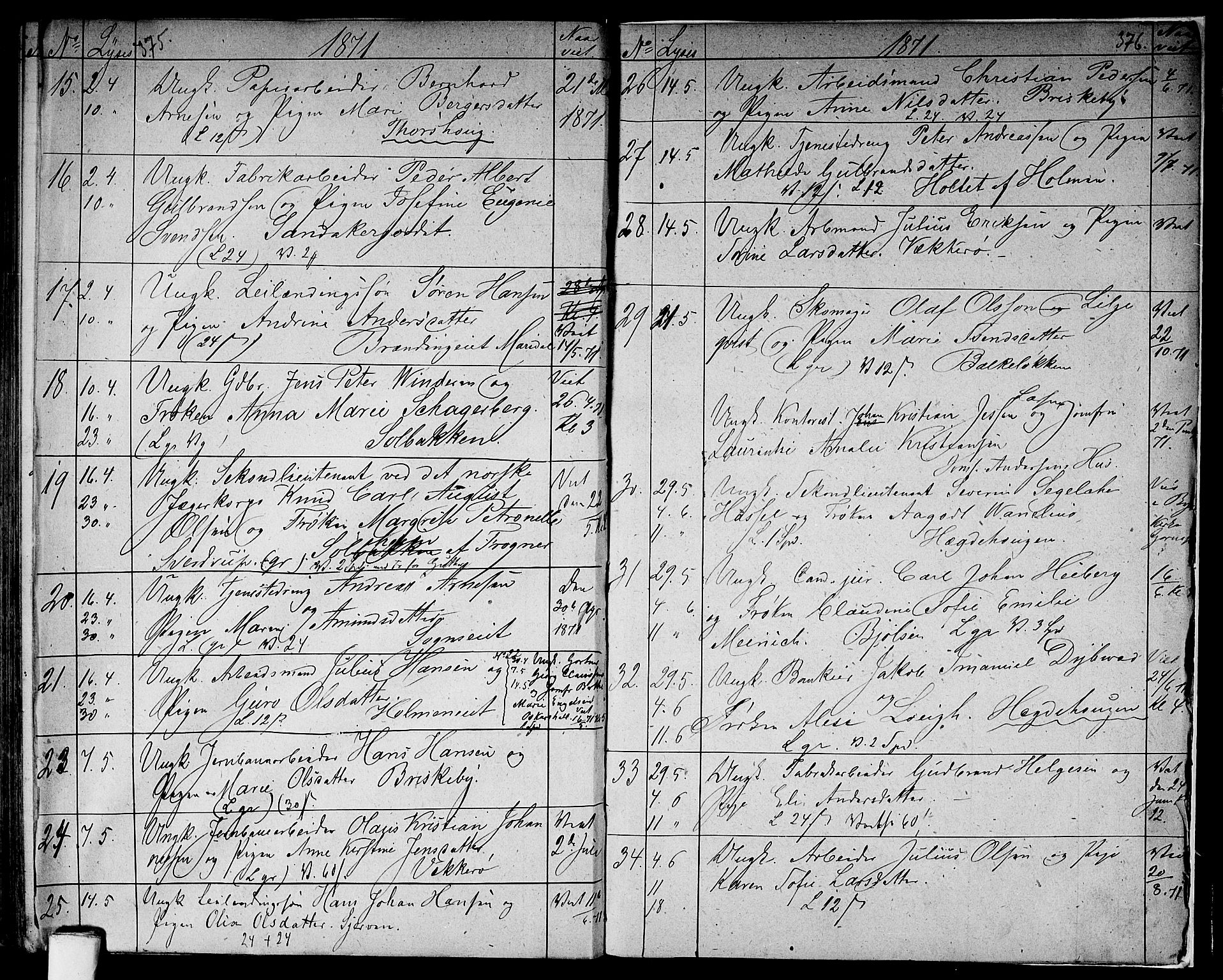 Vestre Aker prestekontor Kirkebøker, AV/SAO-A-10025/G/Ga/L0001: Klokkerbok nr. I 1, 1859-1871, s. 375-376