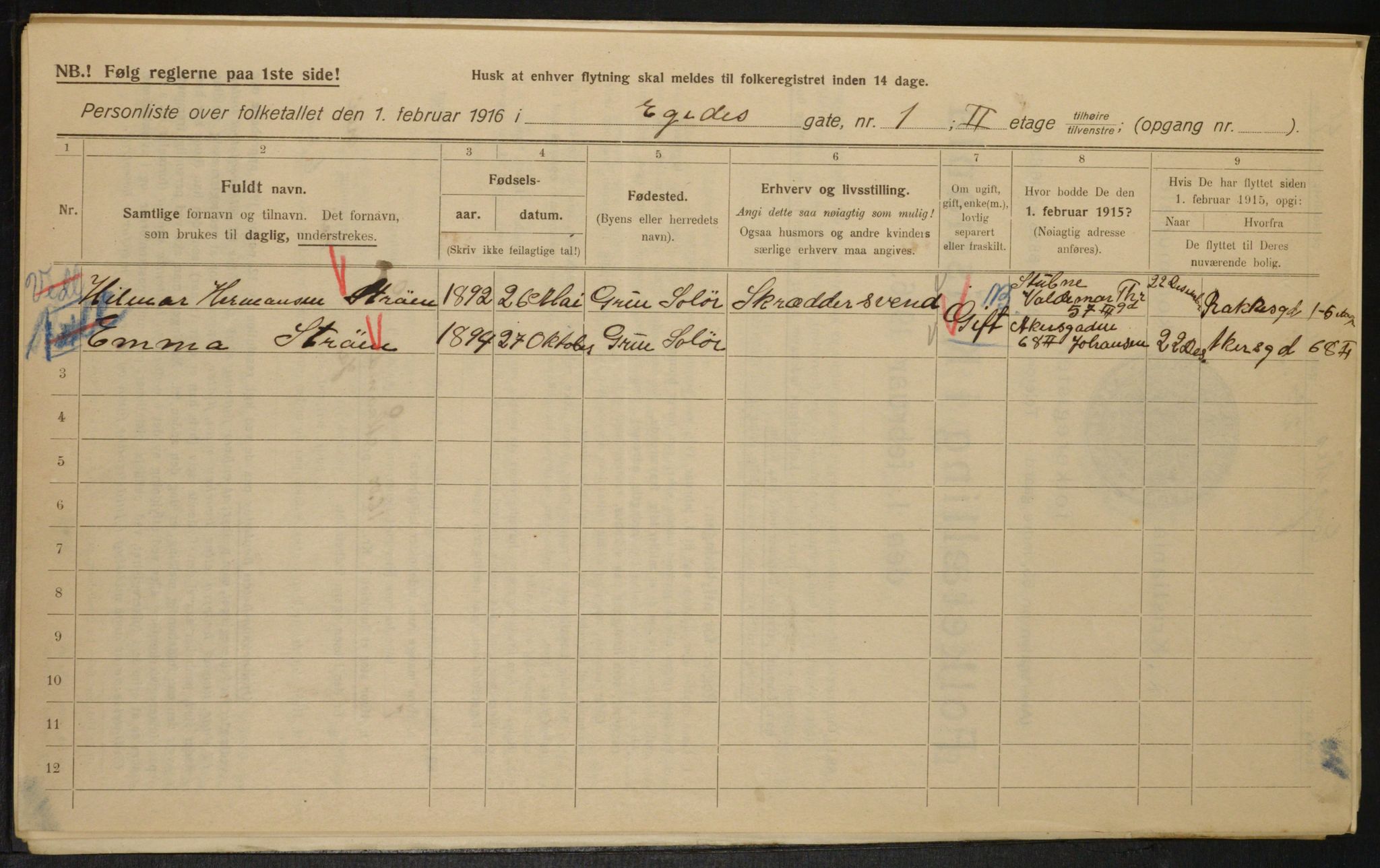 OBA, Kommunal folketelling 1.2.1916 for Kristiania, 1916, s. 18950