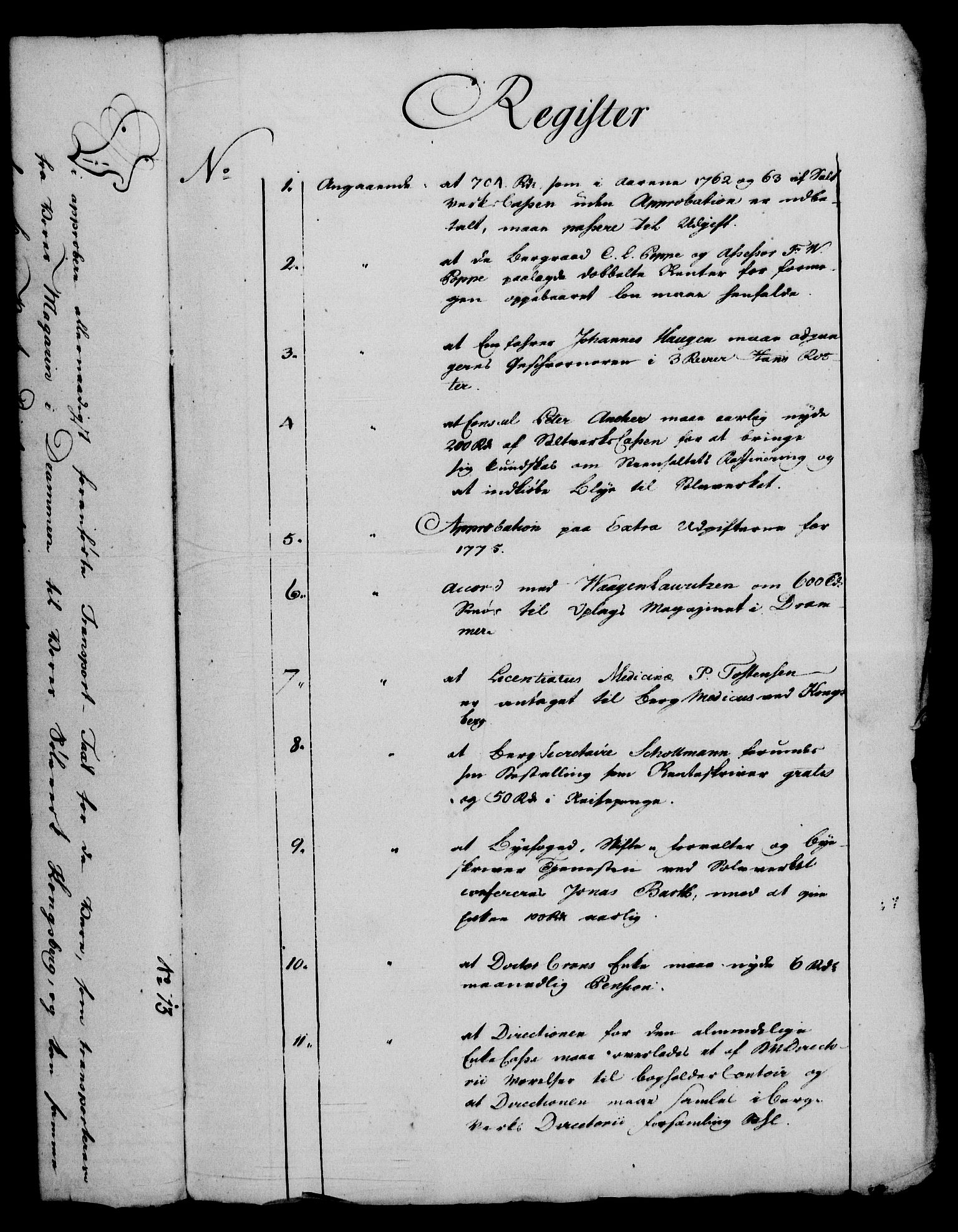 Rentekammeret, Renteskriverkontorene, RA/EA-3115/M/Mf/Mfa/L0001: Resolusjonsprotokoll med register (merket RK 54.1), 1774-1777