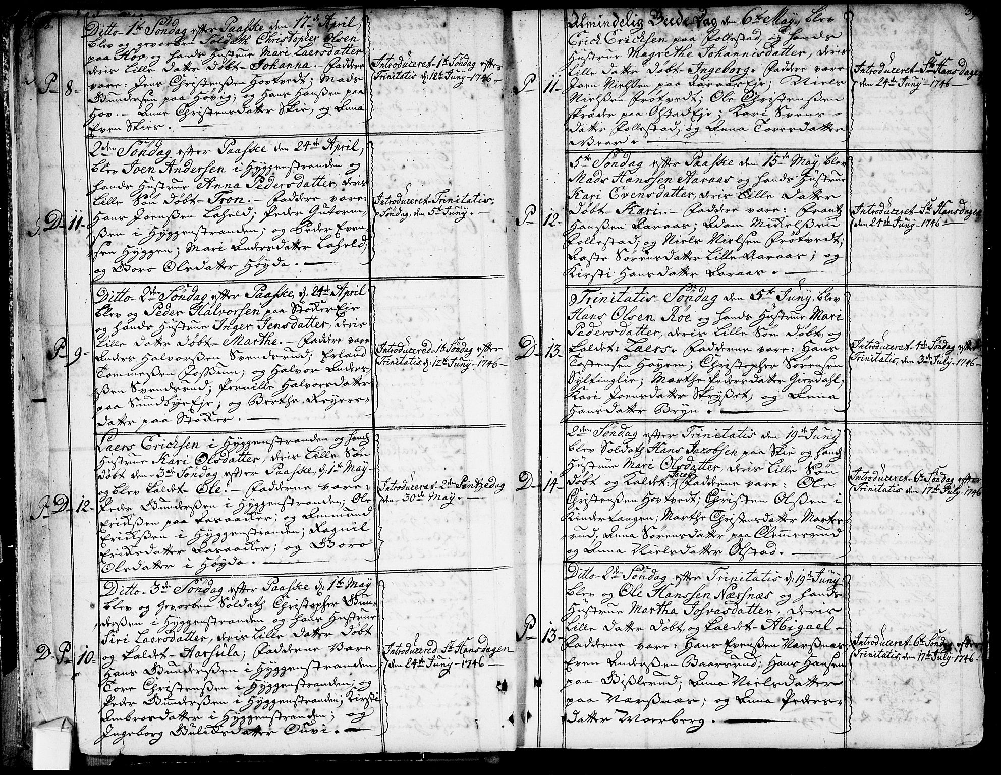Røyken kirkebøker, SAKO/A-241/G/Ga/L0001: Klokkerbok nr. 1, 1740-1768, s. 38-39
