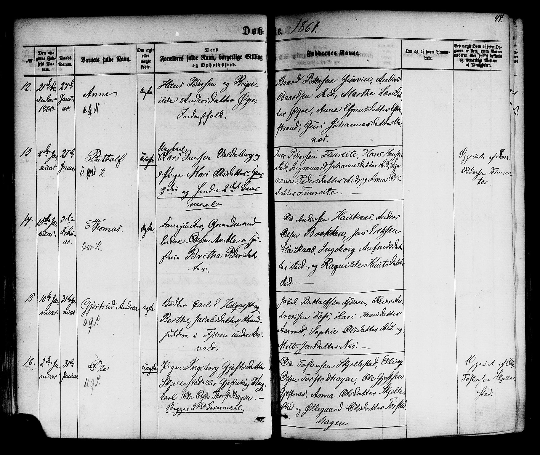 Sogndal sokneprestembete, AV/SAB-A-81301/H/Haa/Haaa/L0013: Ministerialbok nr. A 13, 1859-1877, s. 44