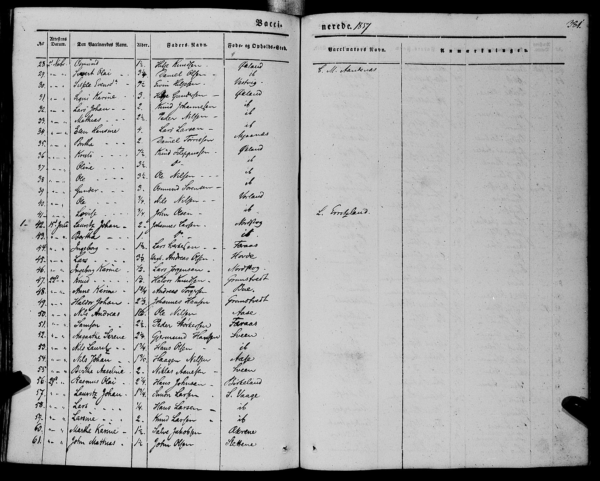 Finnås sokneprestembete, AV/SAB-A-99925/H/Ha/Haa/Haaa/L0007: Ministerialbok nr. A 7, 1850-1862, s. 381