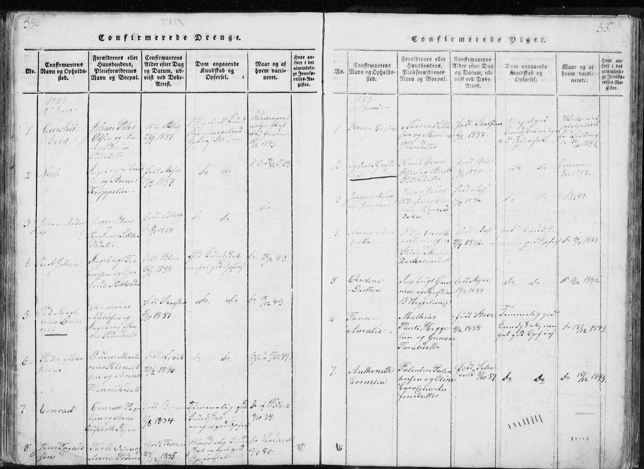 Ministerialprotokoller, klokkerbøker og fødselsregistre - Nordland, AV/SAT-A-1459/897/L1411: Klokkerbok nr. 897C01, 1820-1866, s. 536-537