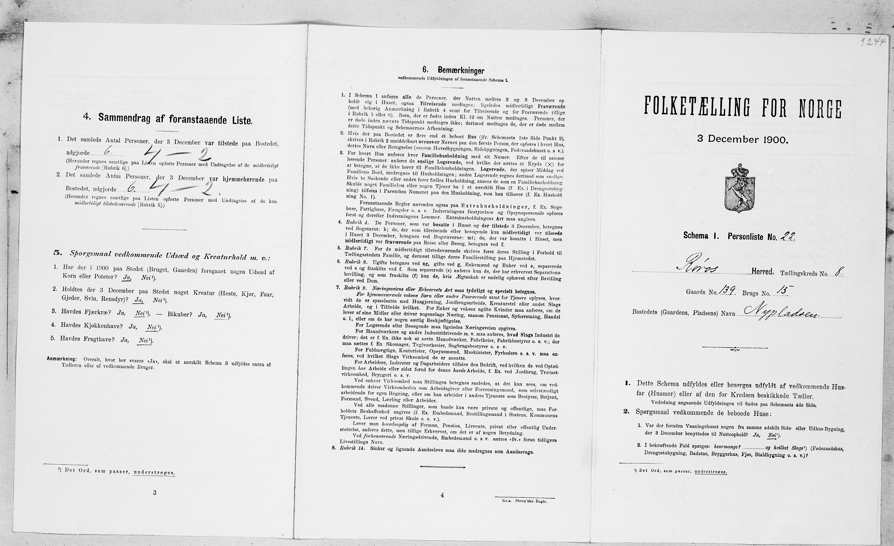 SAT, Folketelling 1900 for 1640 Røros herred, 1900, s. 940