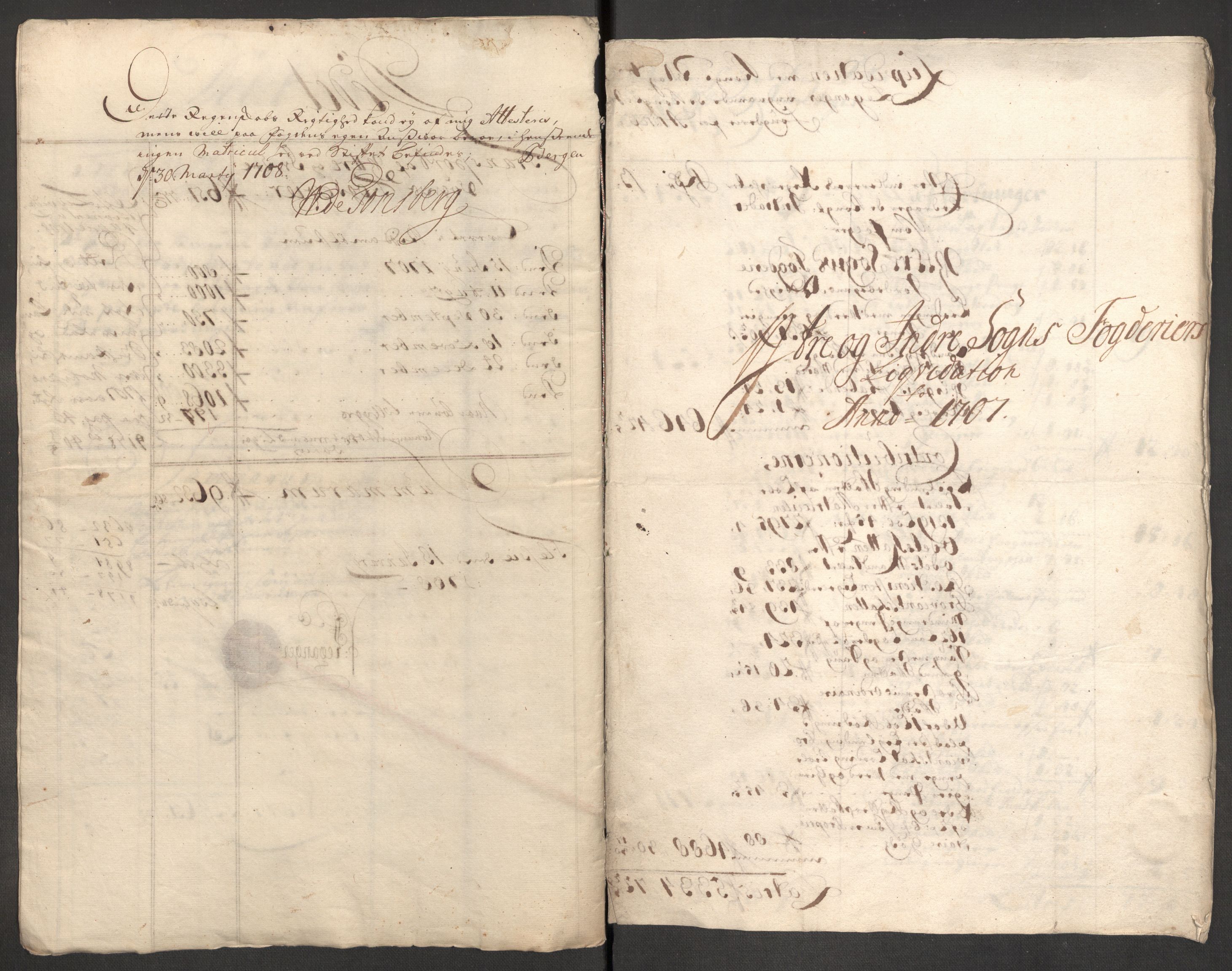Rentekammeret inntil 1814, Reviderte regnskaper, Fogderegnskap, AV/RA-EA-4092/R52/L3314: Fogderegnskap Sogn, 1705-1707, s. 422
