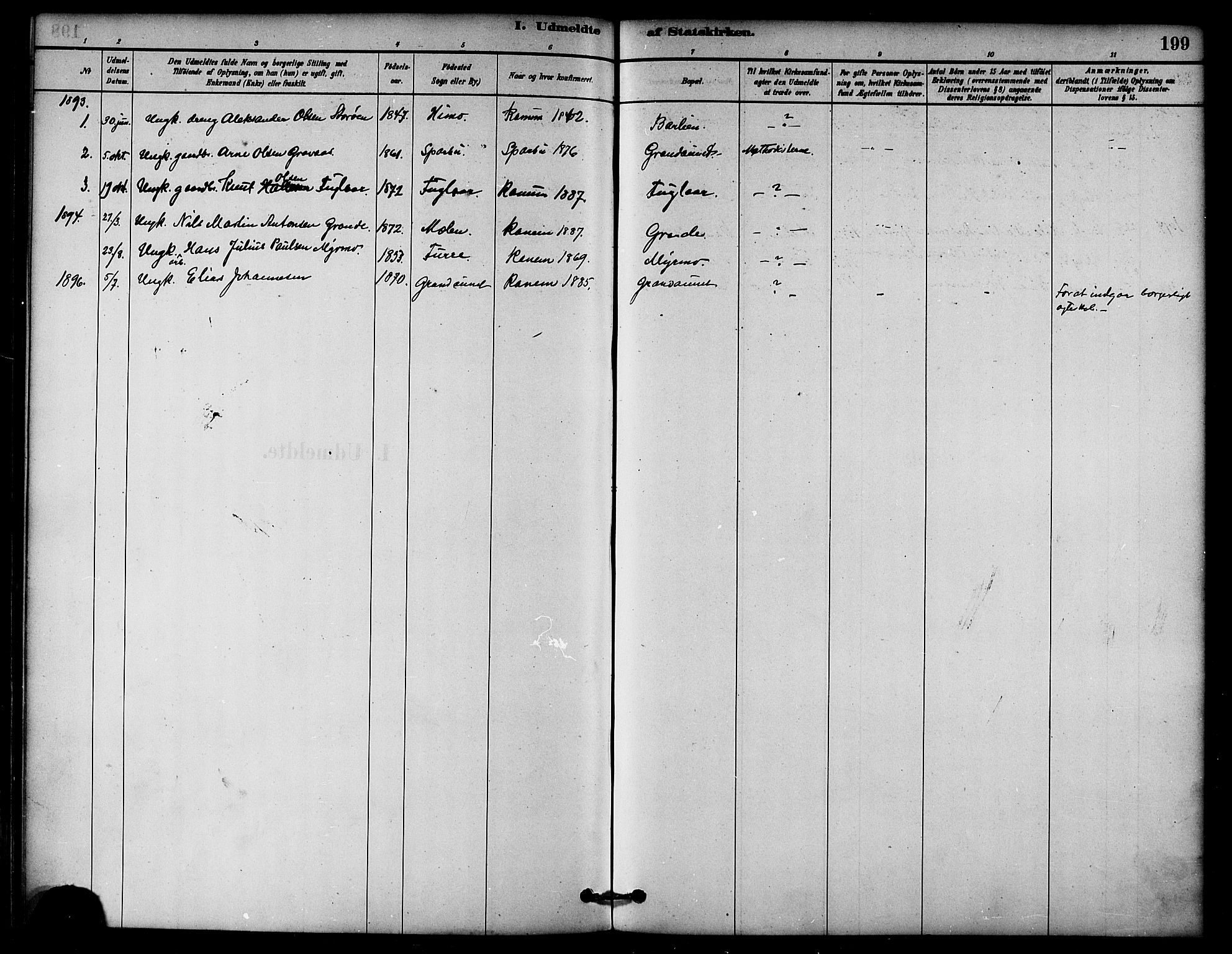 Ministerialprotokoller, klokkerbøker og fødselsregistre - Nord-Trøndelag, AV/SAT-A-1458/764/L0555: Ministerialbok nr. 764A10, 1881-1896, s. 199