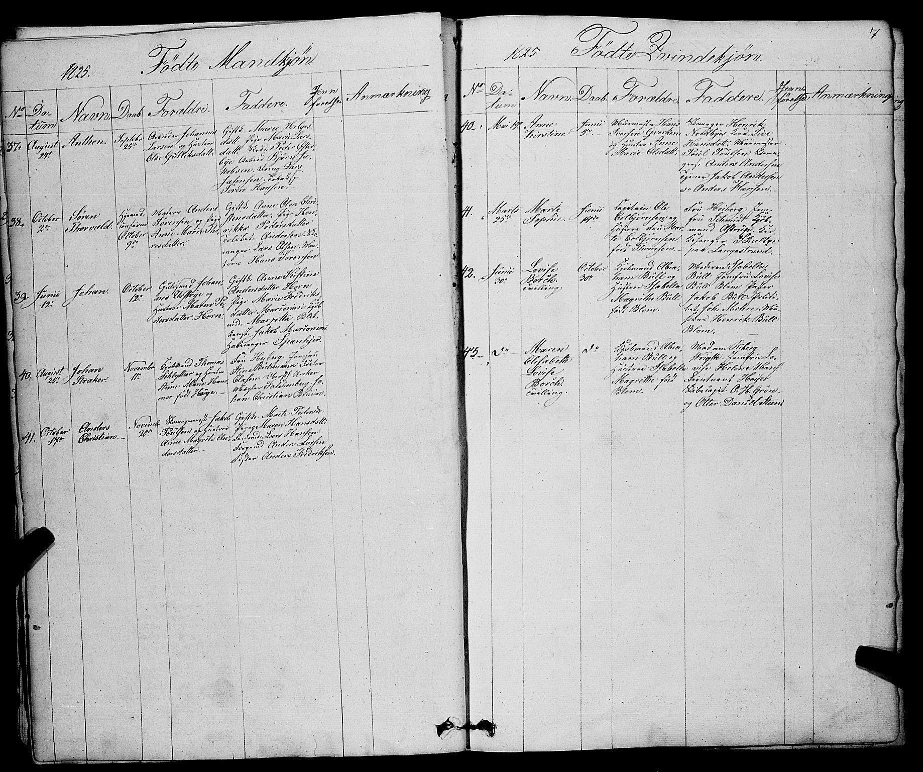Larvik kirkebøker, SAKO/A-352/F/Fa/L0002: Ministerialbok nr. I 2, 1825-1847, s. 7