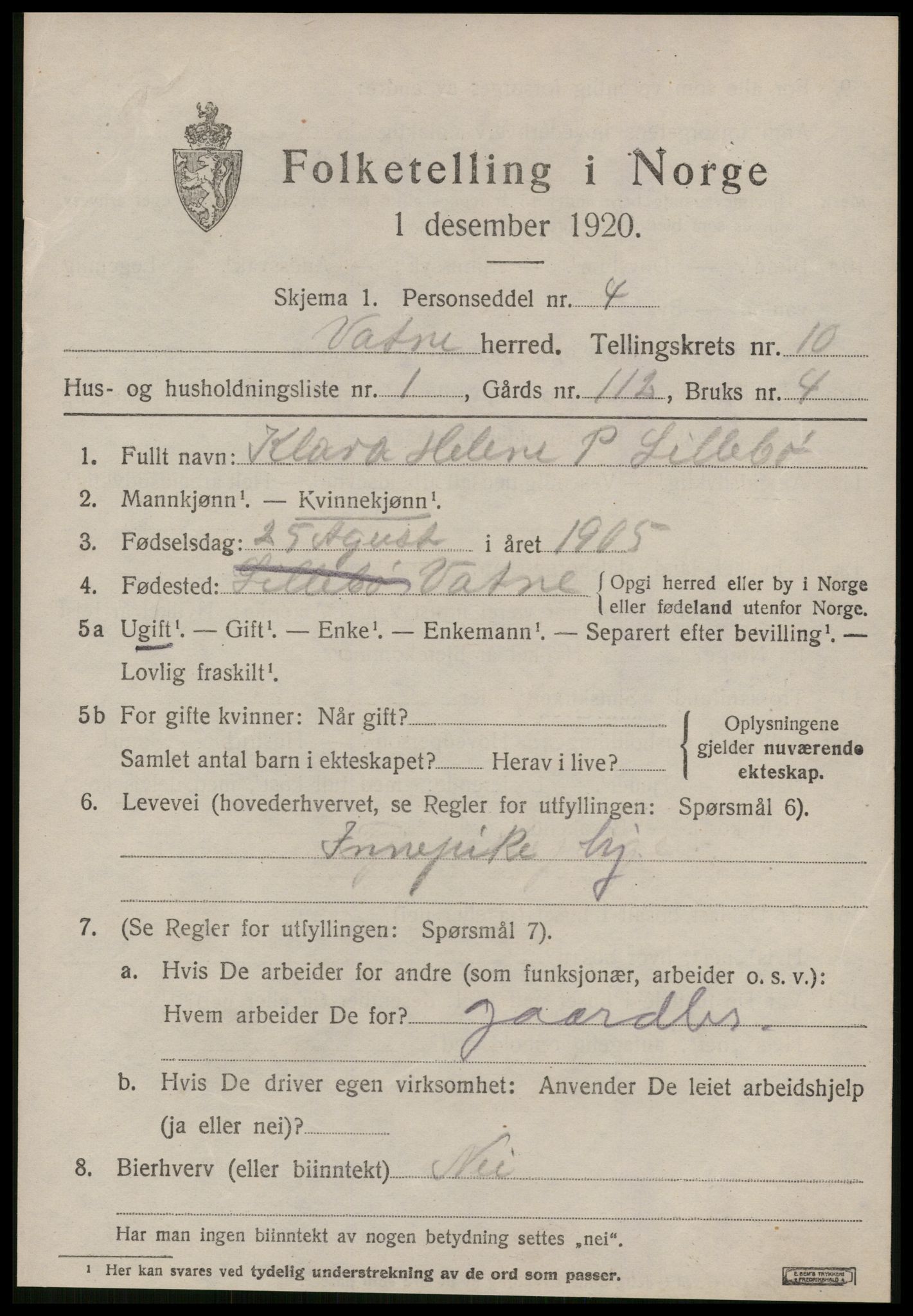 SAT, Folketelling 1920 for 1530 Vatne herred, 1920, s. 3928