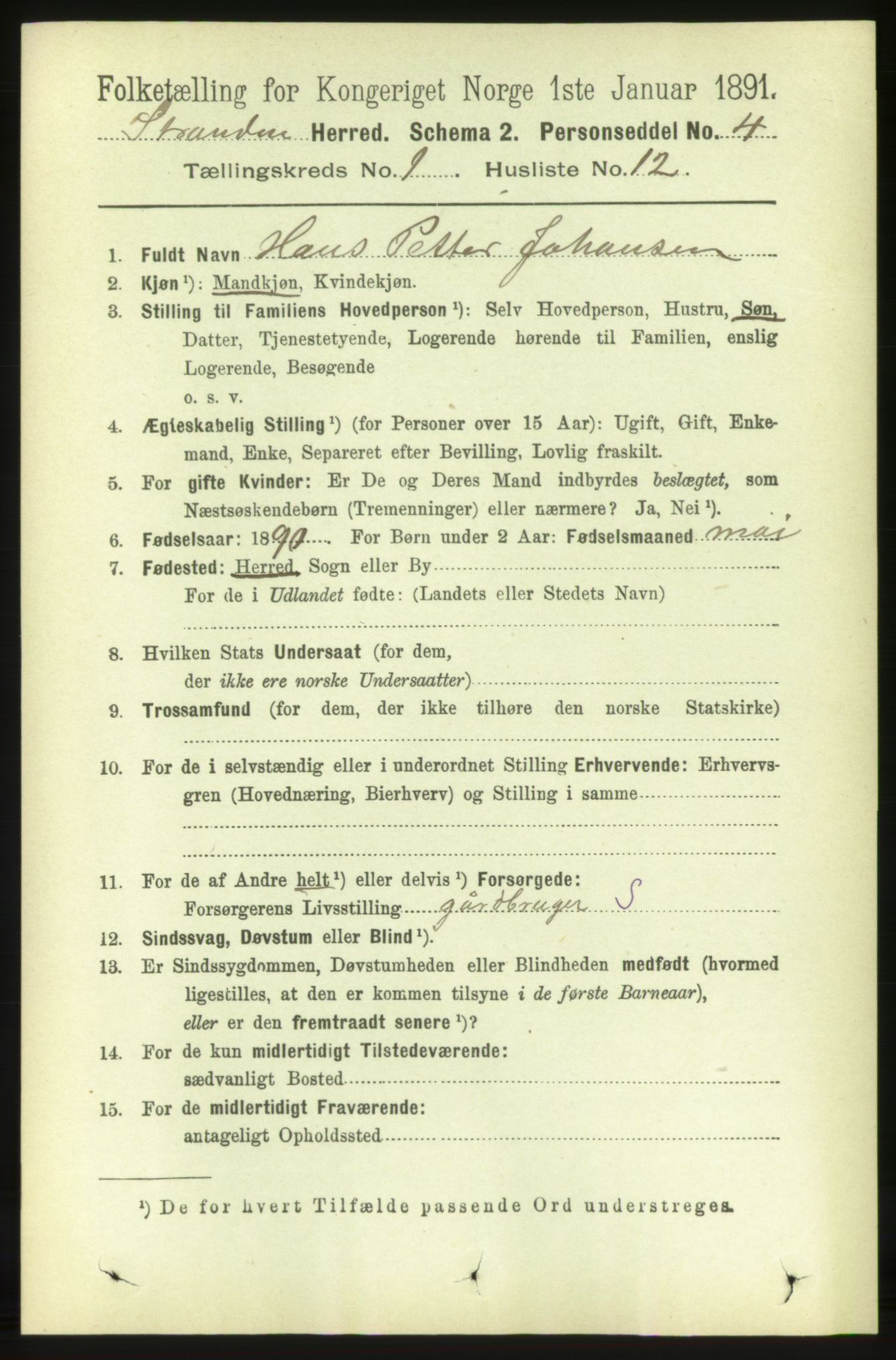 RA, Folketelling 1891 for 1525 Stranda herred, 1891, s. 143