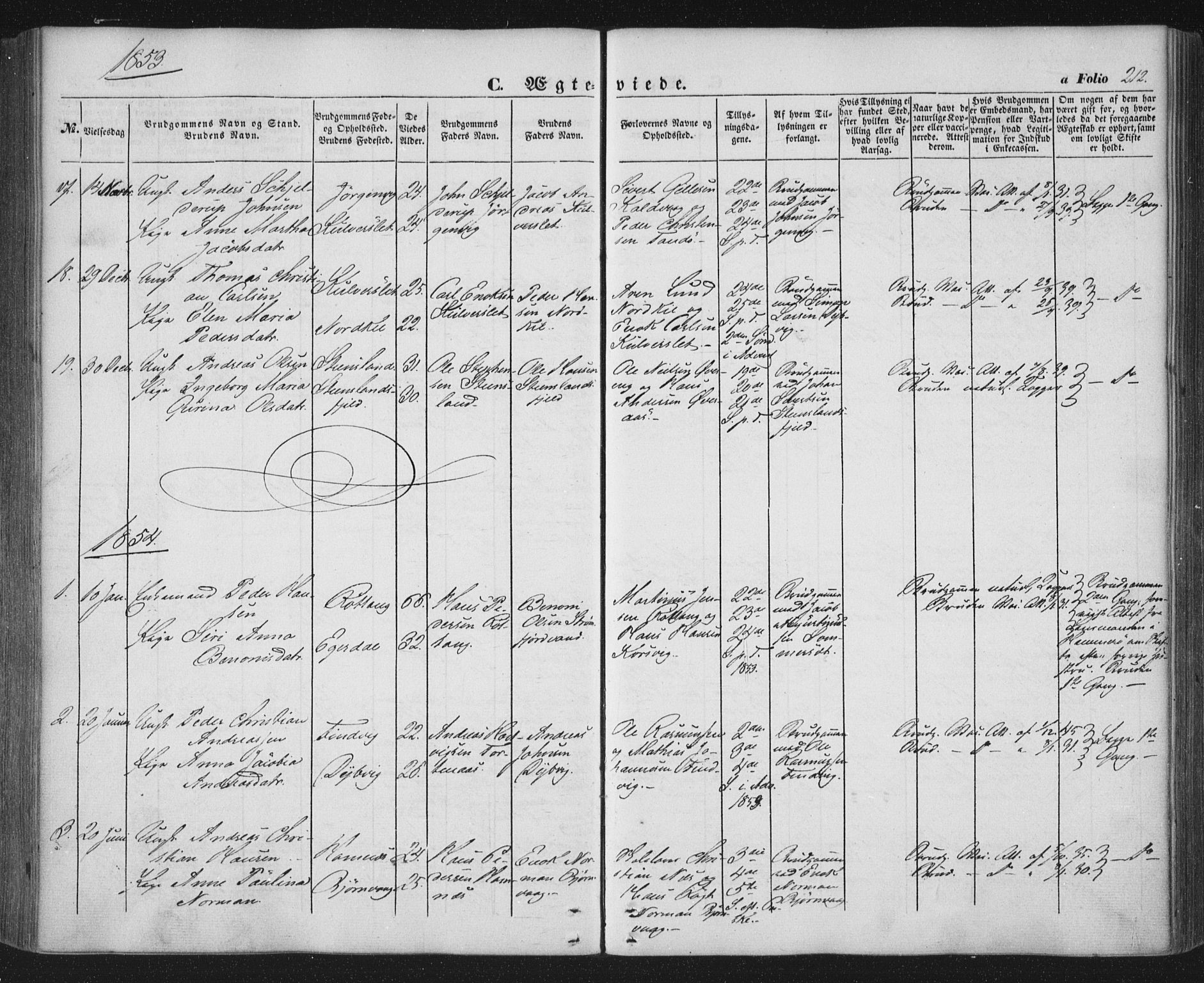 Ministerialprotokoller, klokkerbøker og fødselsregistre - Nordland, AV/SAT-A-1459/859/L0844: Ministerialbok nr. 859A04, 1849-1862, s. 212