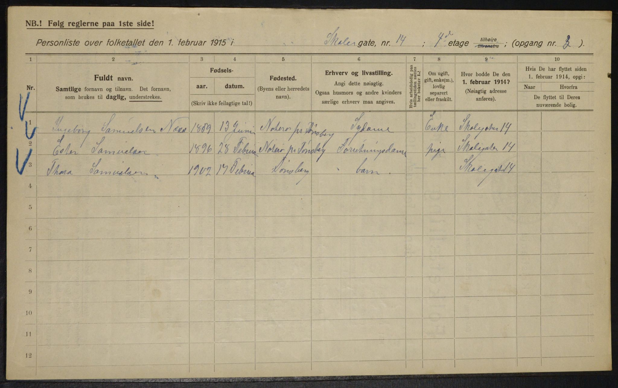 OBA, Kommunal folketelling 1.2.1915 for Kristiania, 1915, s. 96246